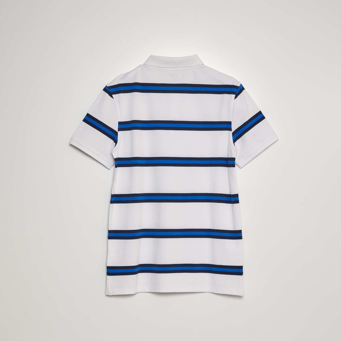Polo à rayures en piqué de coton Blanc/bleu marine