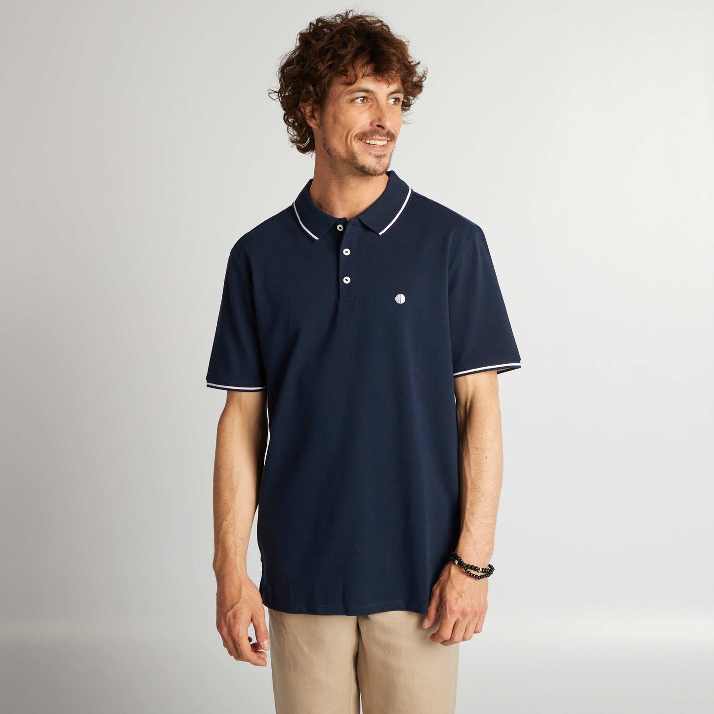 Polo en piqué de coton Bleu