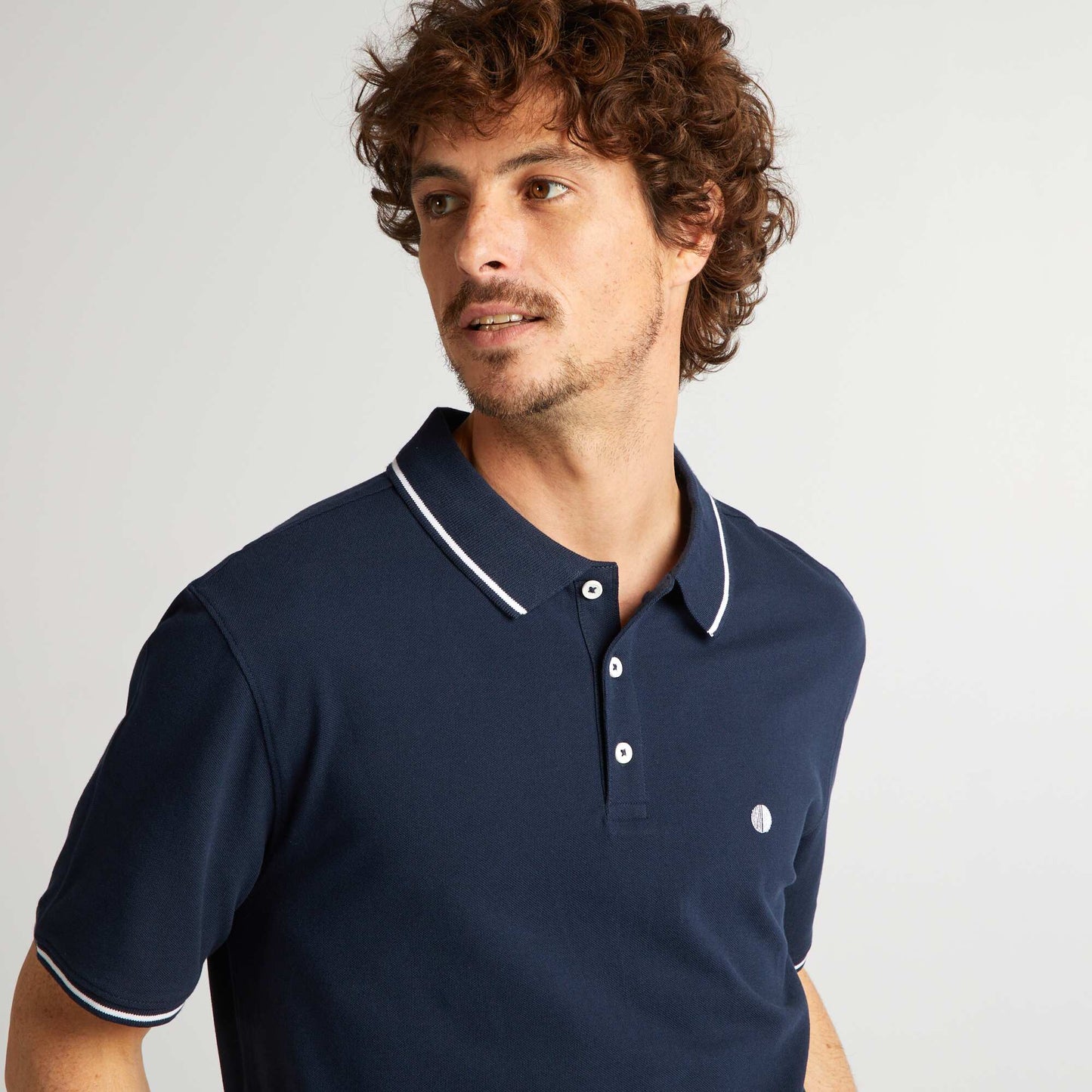 Polo en piqué de coton Bleu