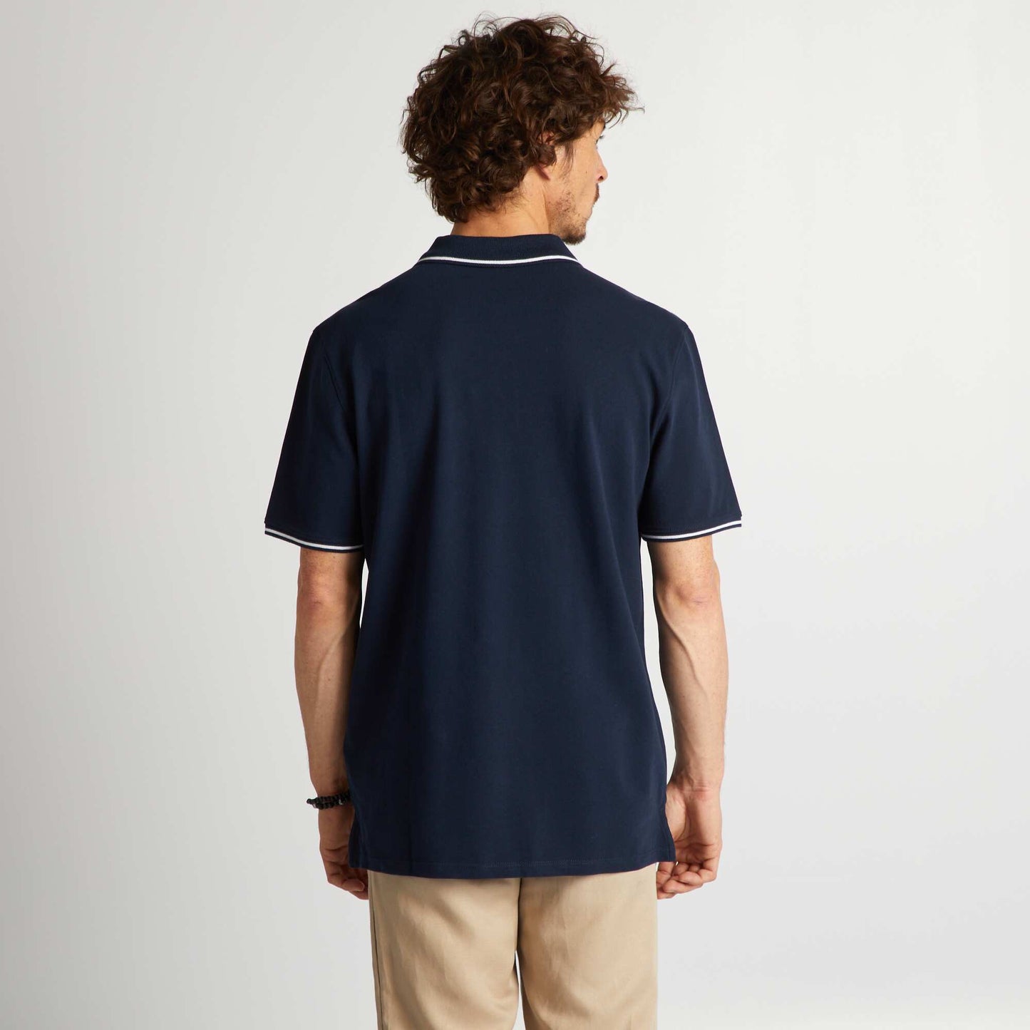 Polo en piqué de coton Bleu