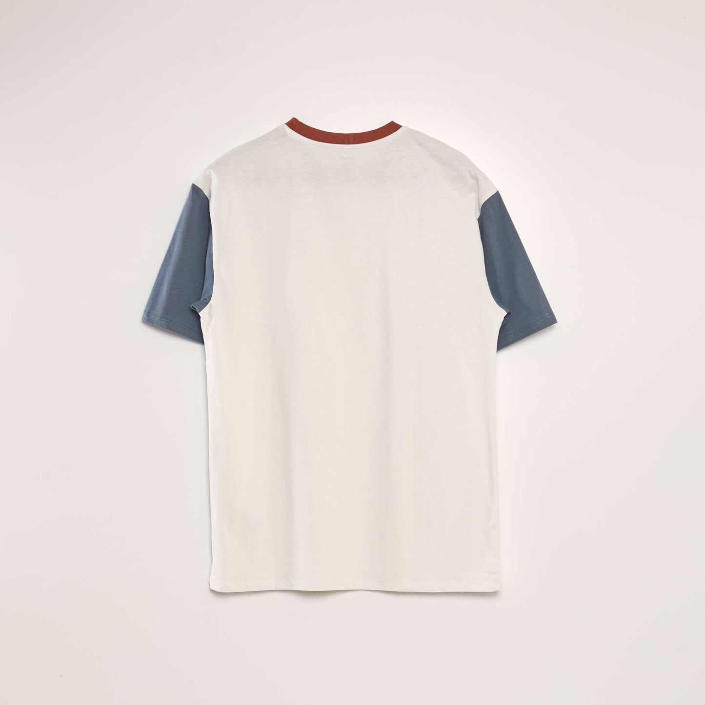 T-shirt color-block à col rond Blanc/gris