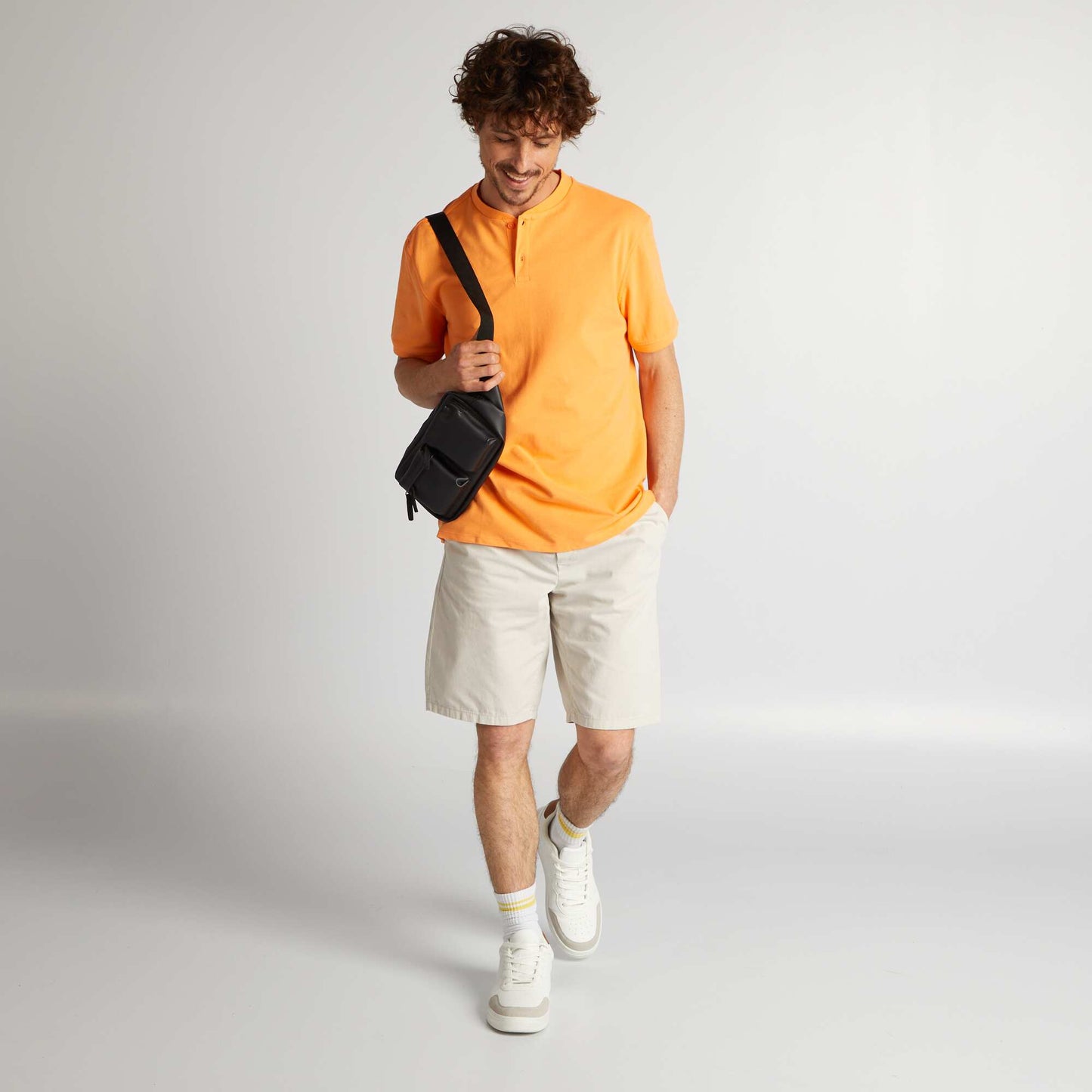 Polo en piqué de coton uni Orange