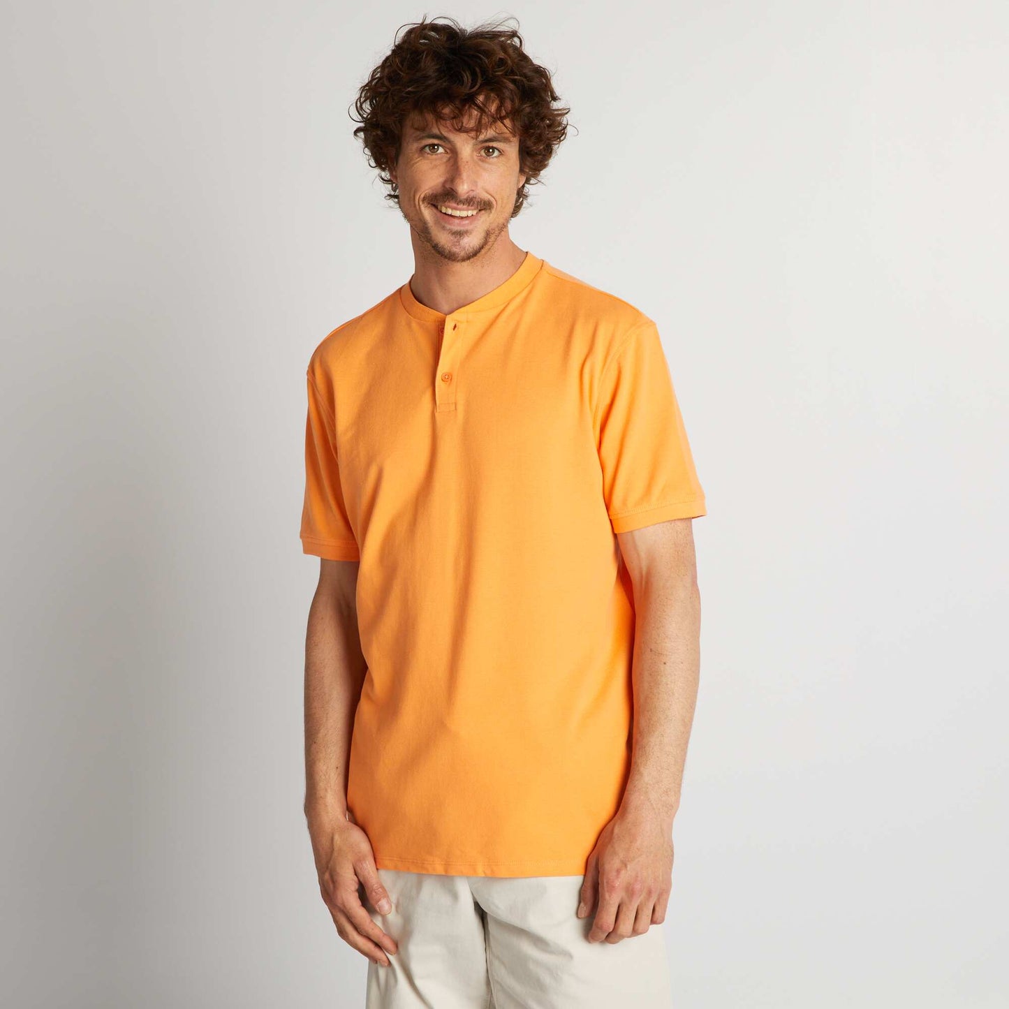 Polo en piqué de coton uni Orange