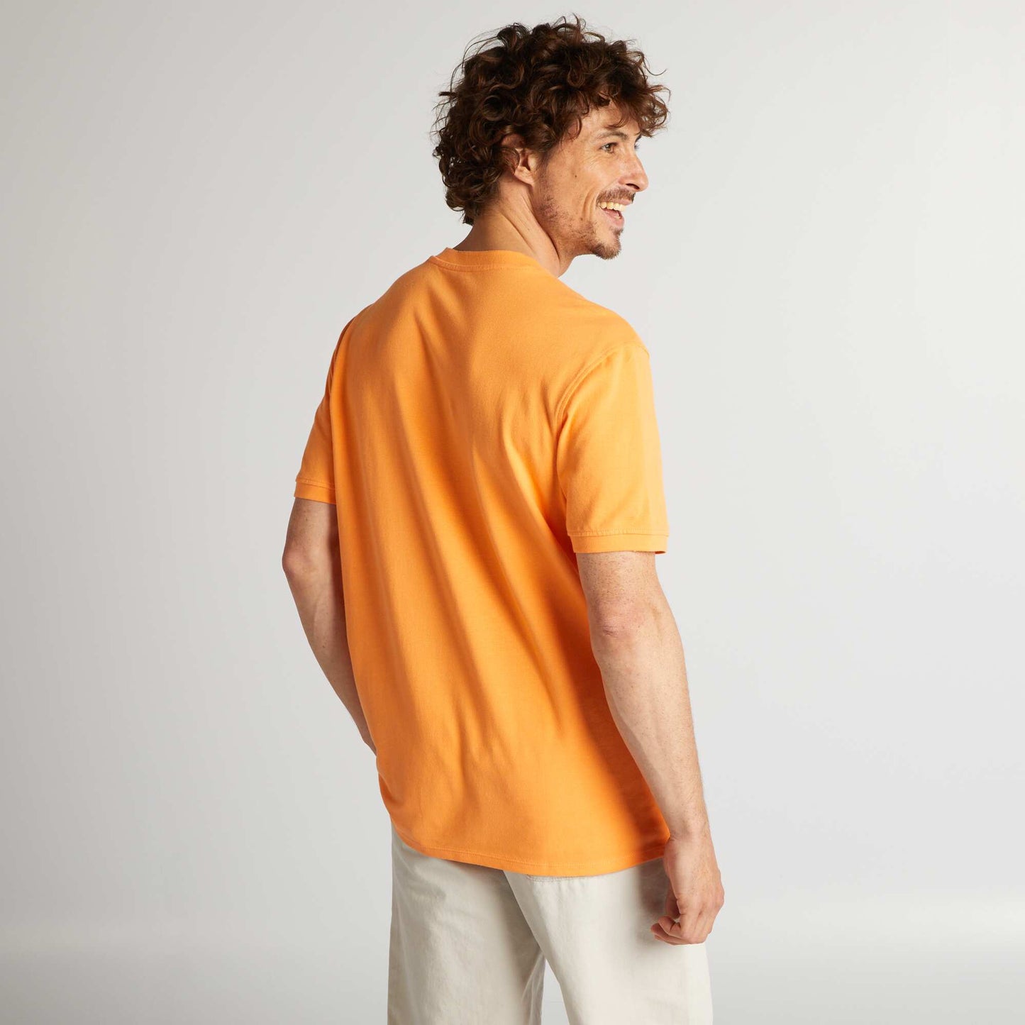 Polo en piqué de coton uni Orange