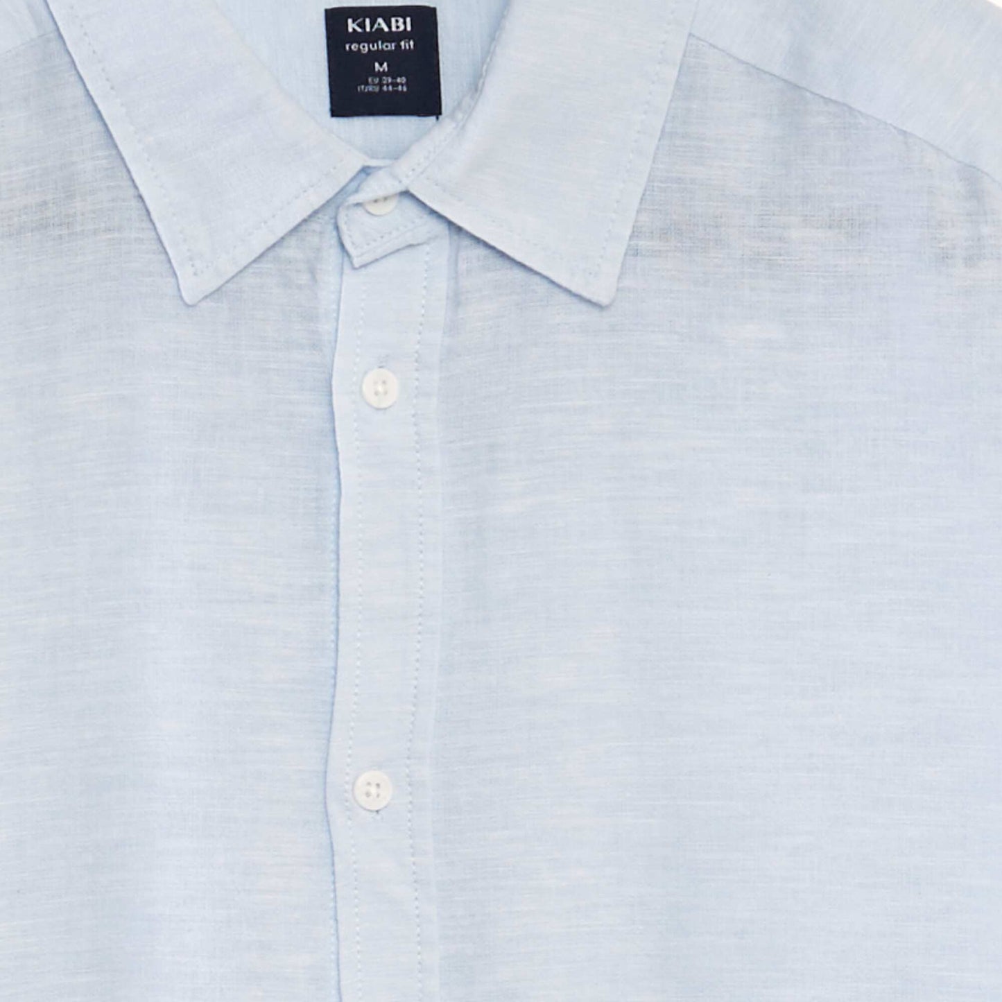 Chemise à manches courtes avec lin Bleu ciel