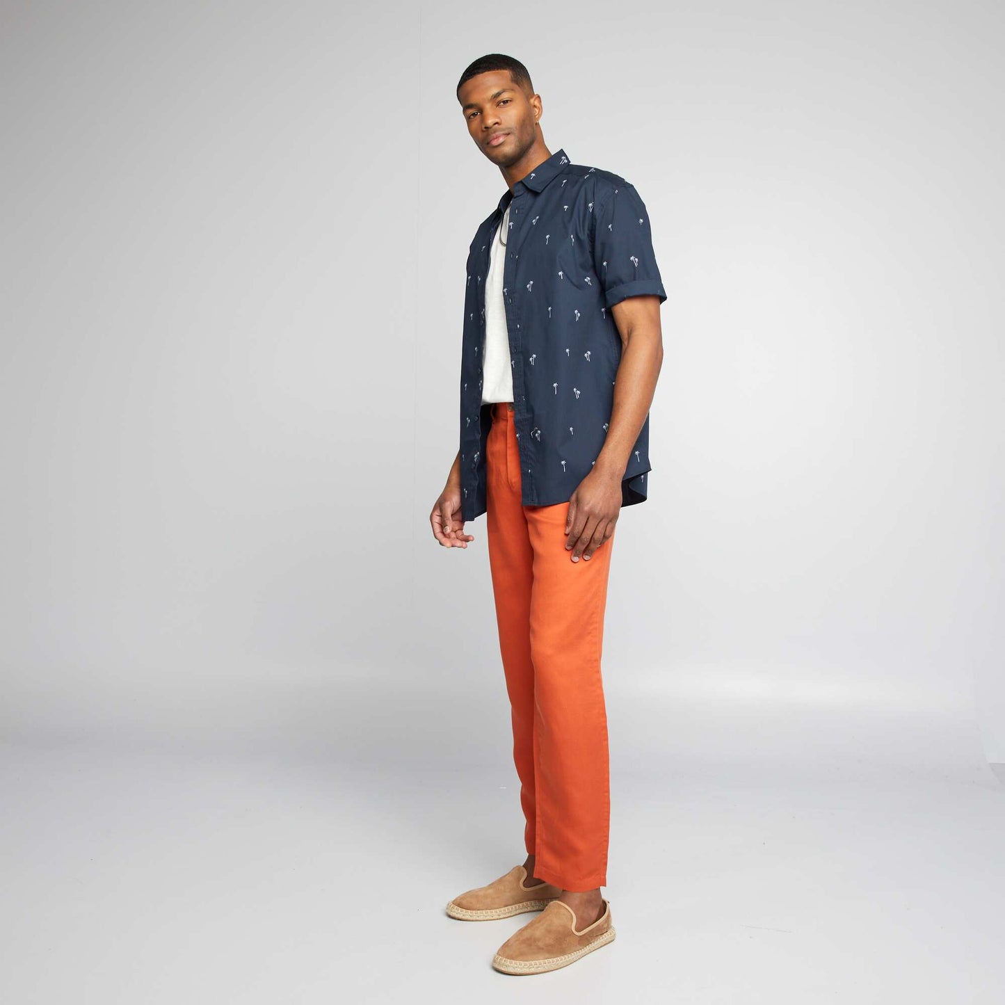 Chemise imprimée à manches courtes Bleu marine