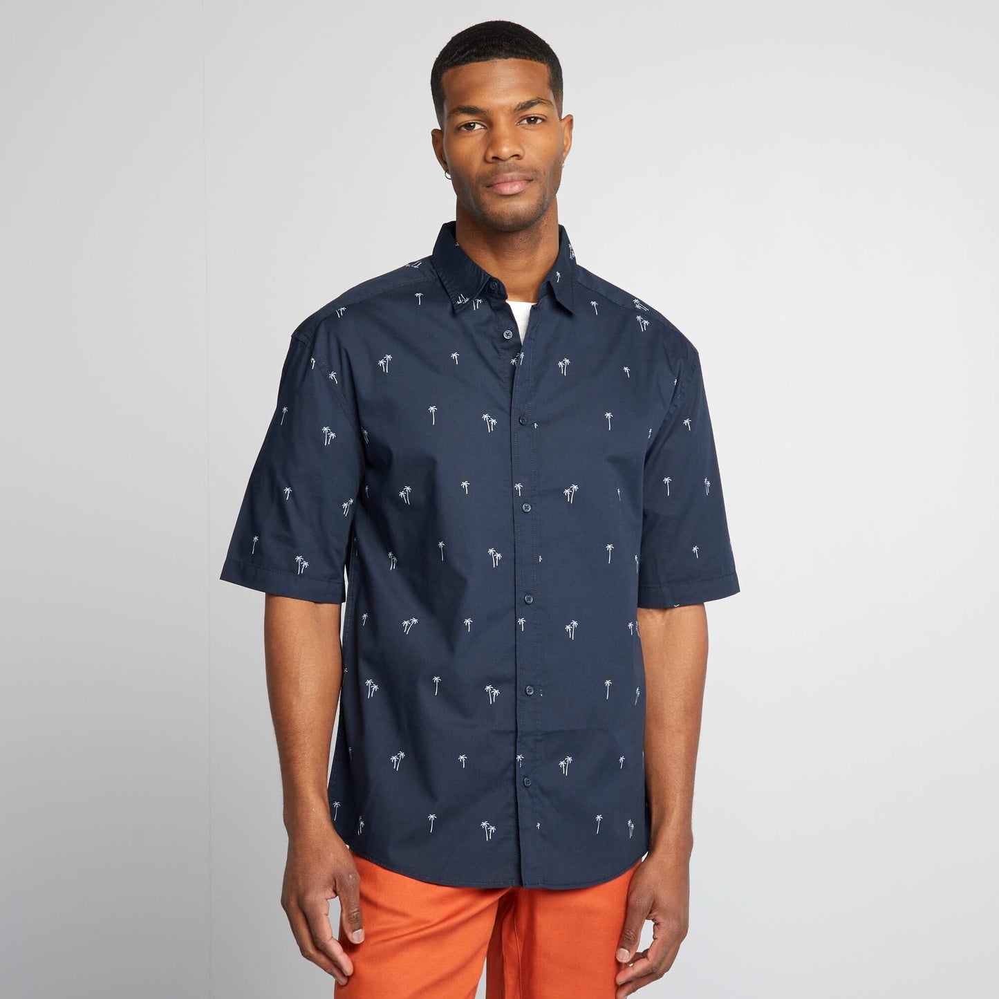 Chemise imprimée à manches courtes Bleu marine