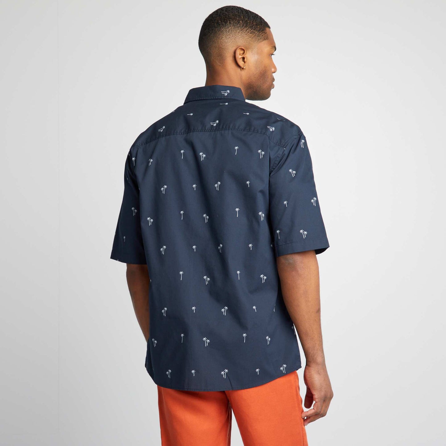 Chemise imprimée à manches courtes Bleu marine