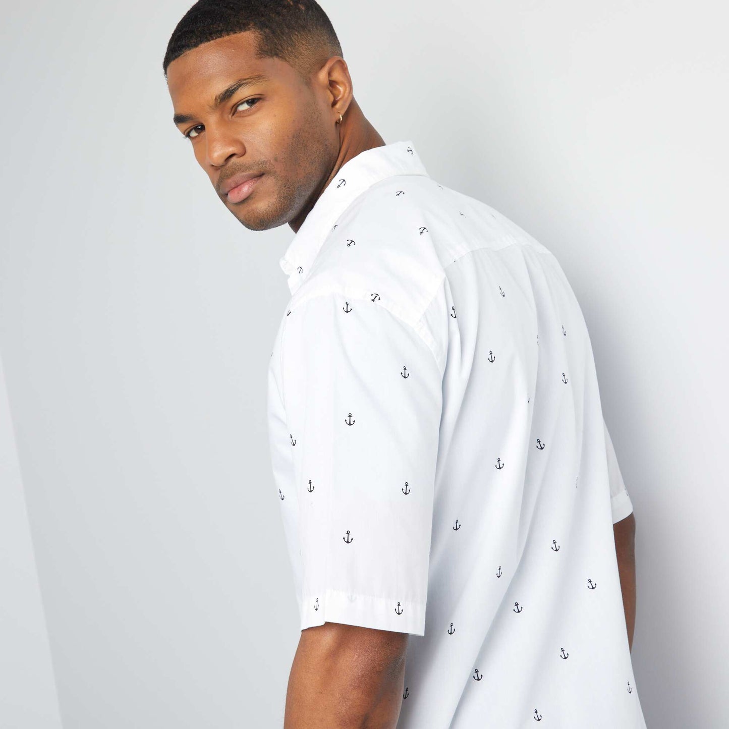 Chemise imprimée à manches courtes Blanc