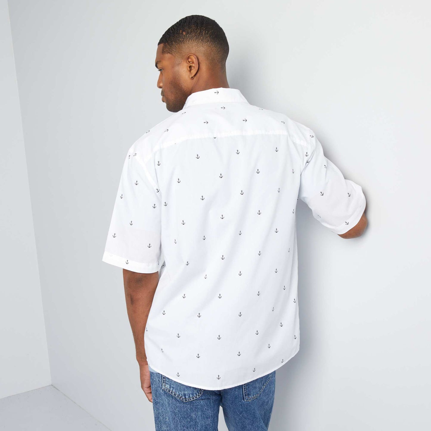 Chemise imprimée à manches courtes Blanc