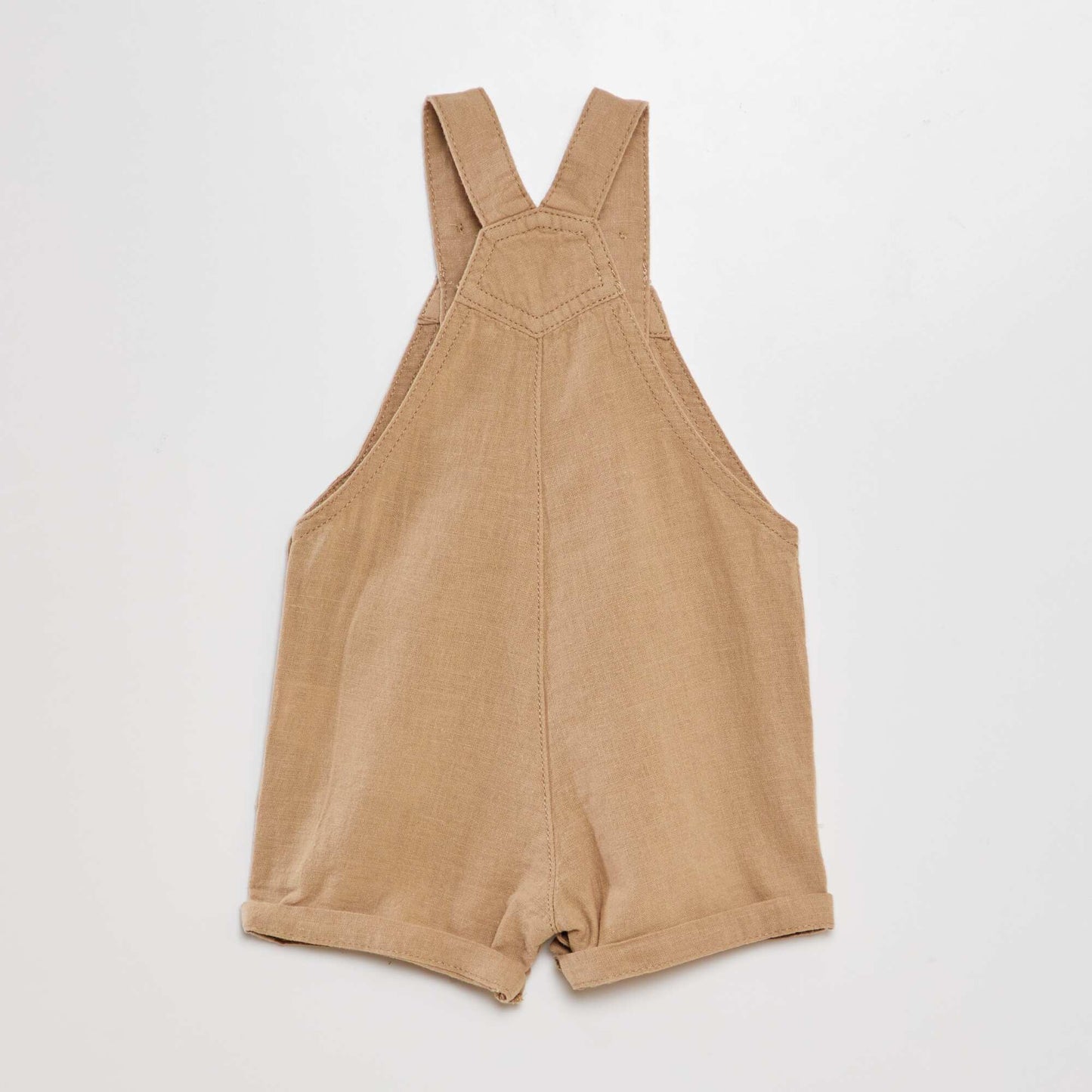 Salopette courte en coton lin Beige