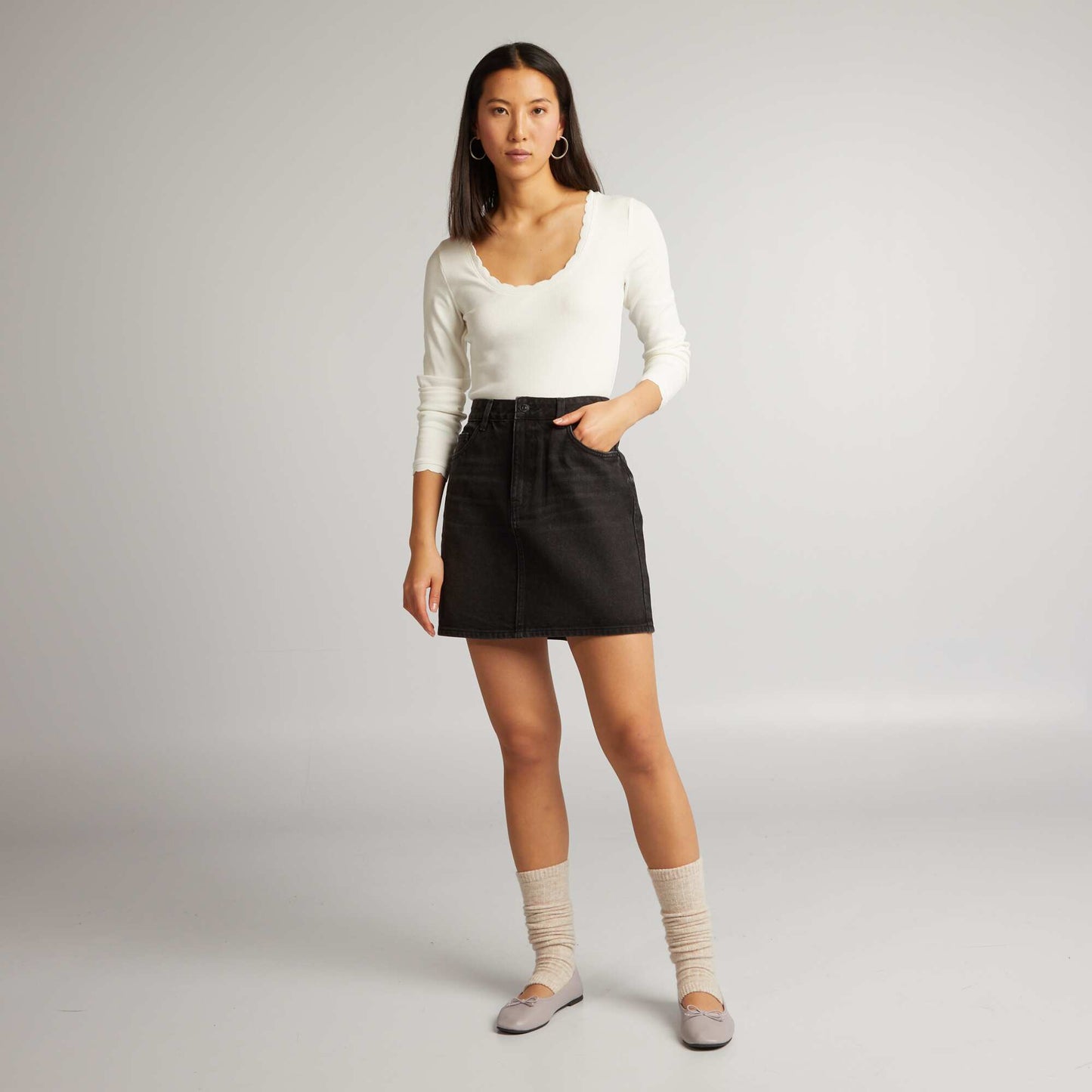 Jupe courte en denim Noir