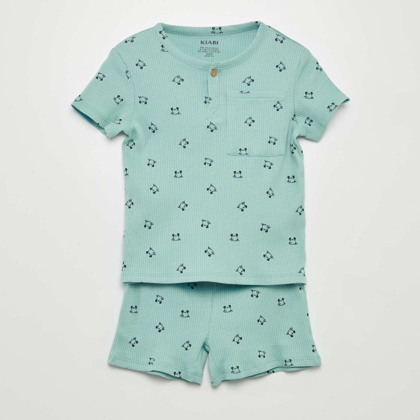 Pyjama short 2 pièces imprimé Bleu