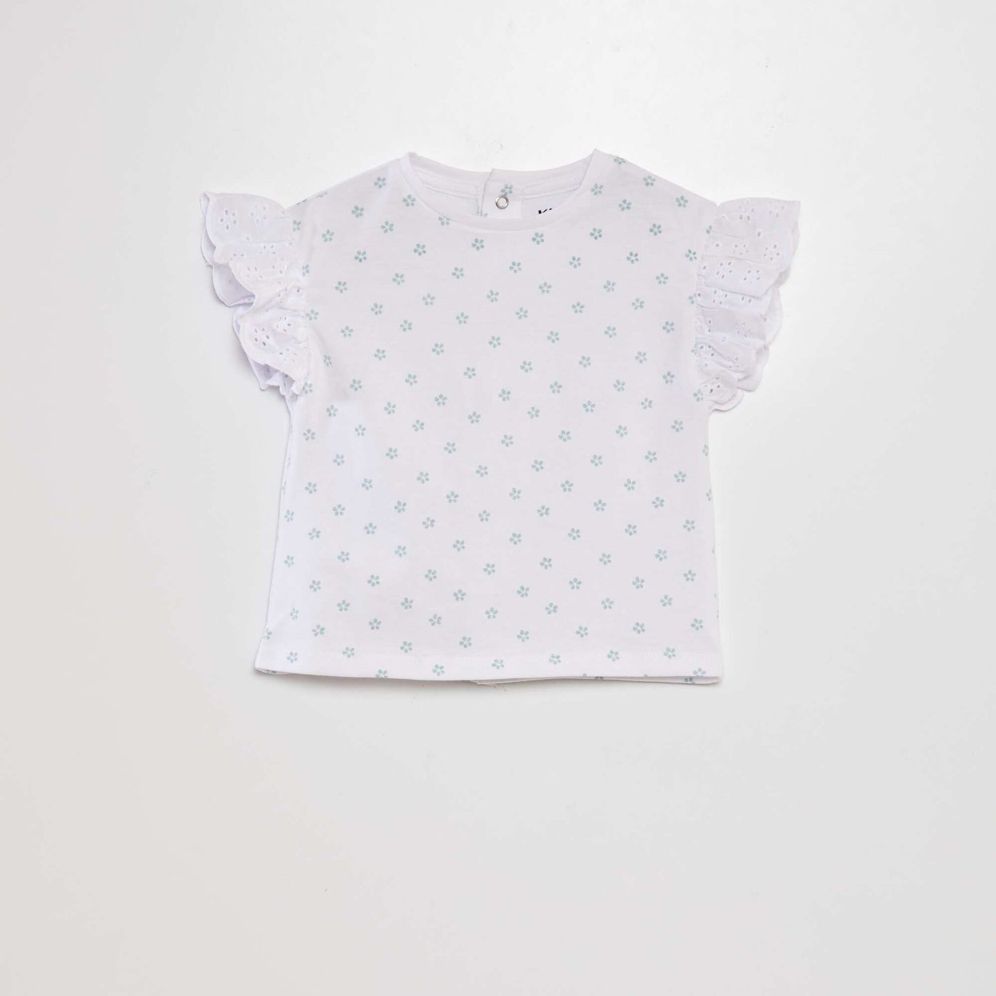 Tee-shirt avec manches broderie anglaise Blanc