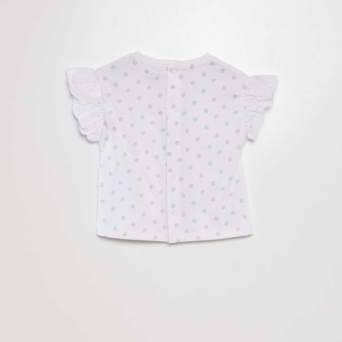 Tee-shirt avec manches broderie anglaise Blanc