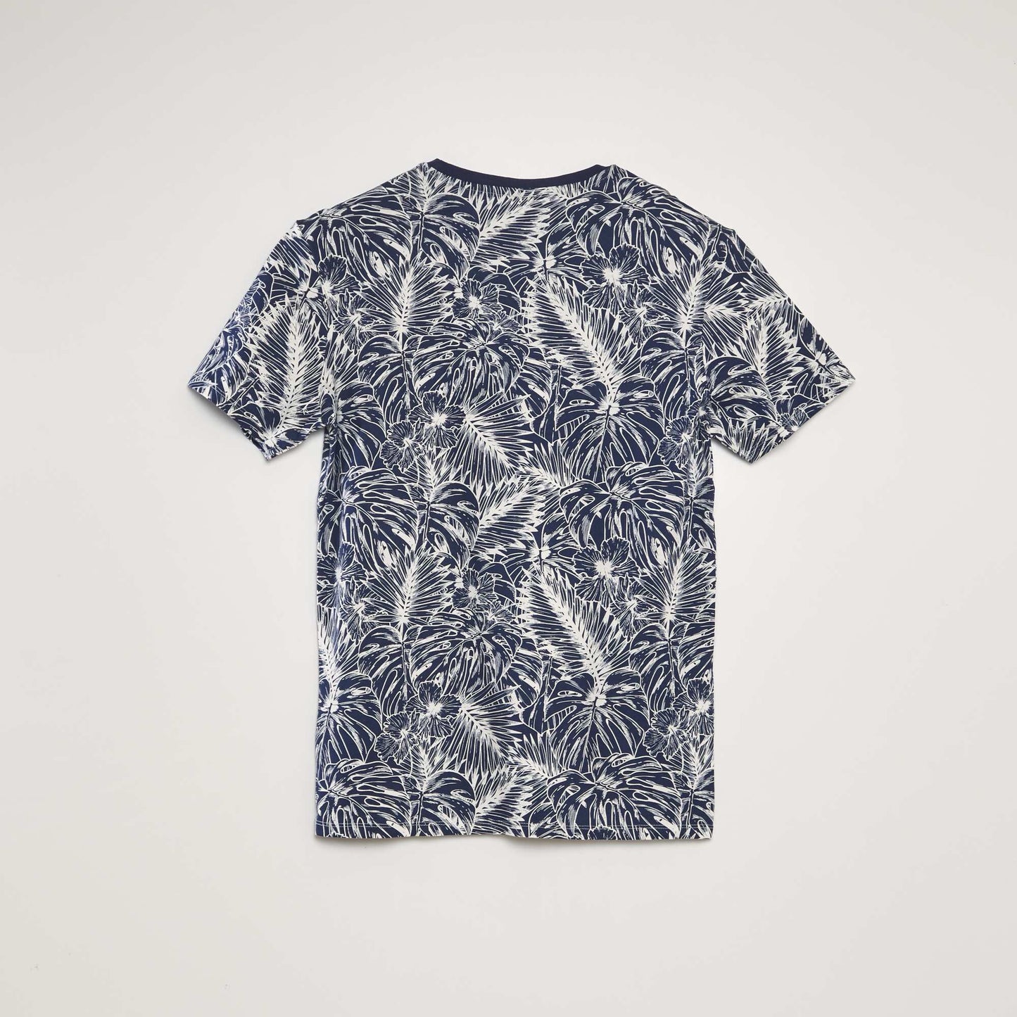 T-shirt imprimé à col rond Kaki/bleu marine