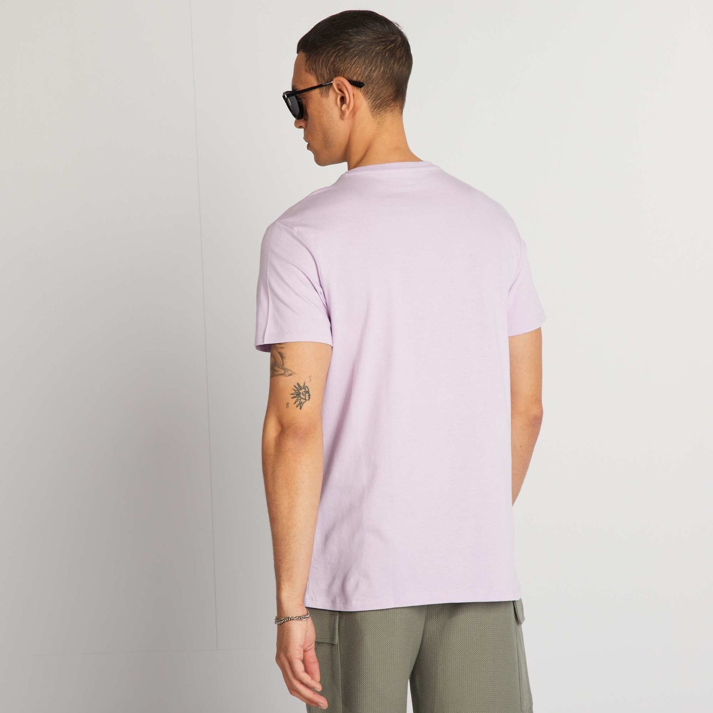 T-shirt en coton imprimé à col rond Violet