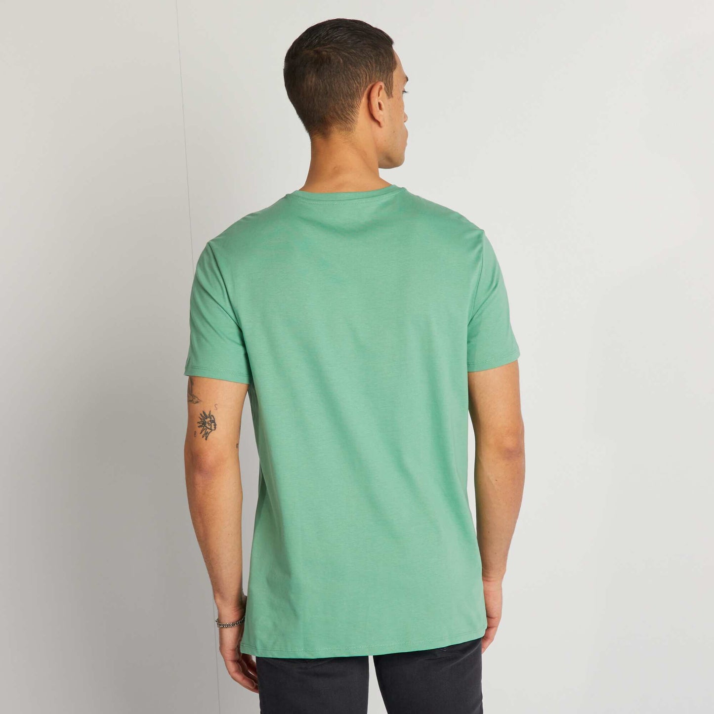 T-shirt en coton imprimé à col rond Vert