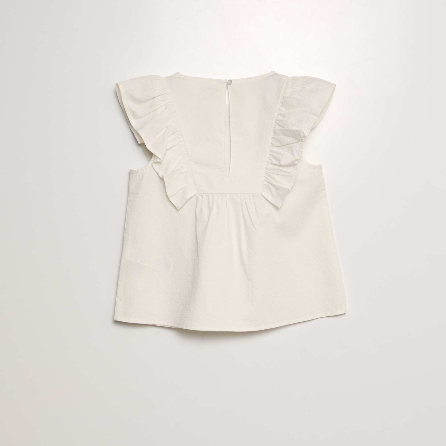Blouse volantée avec broderies 'fruits' BEIGE