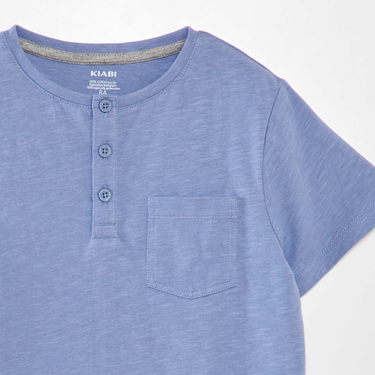 T-shirt en jersey à col boutonné Bleu