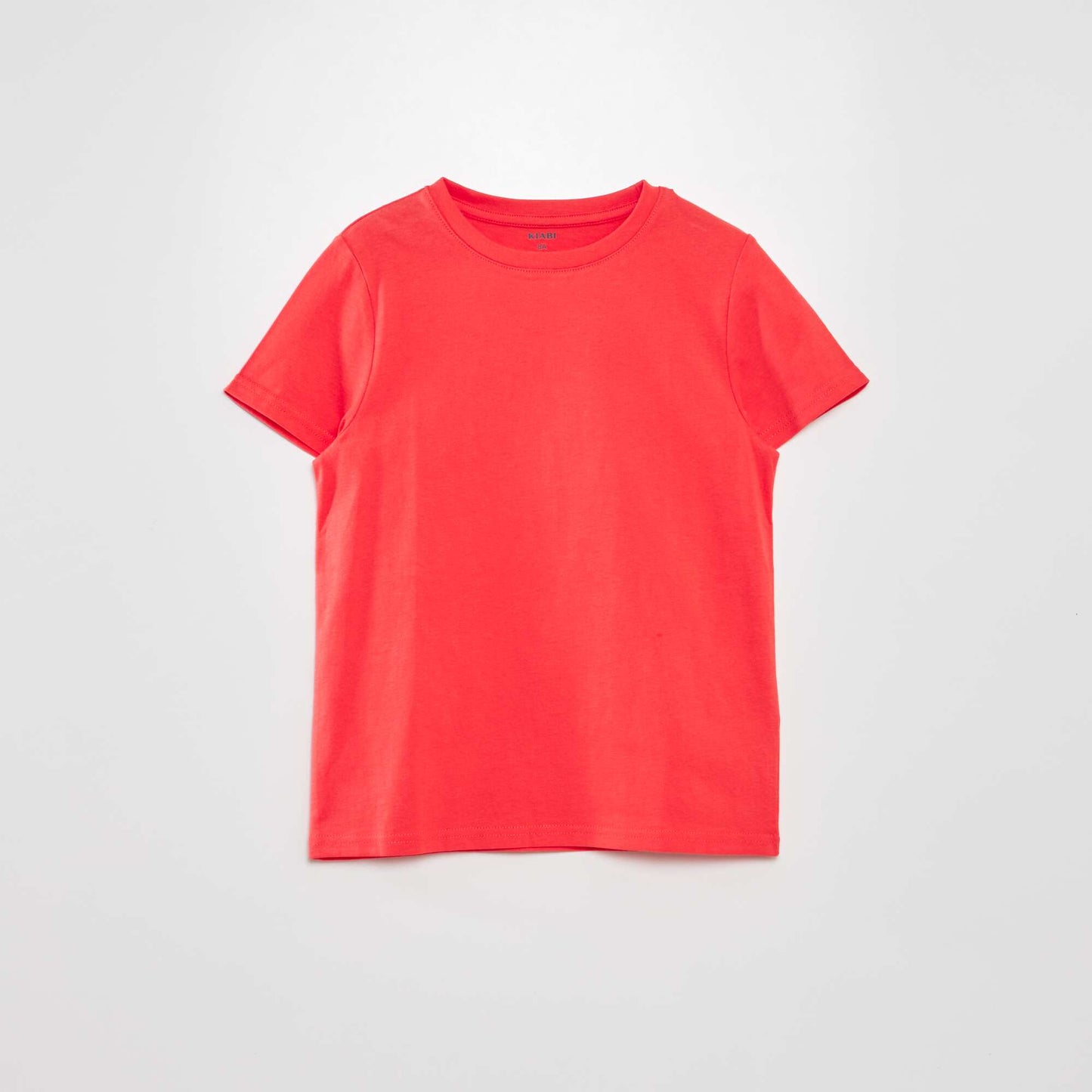 T-shirt uni à col rond Rouge