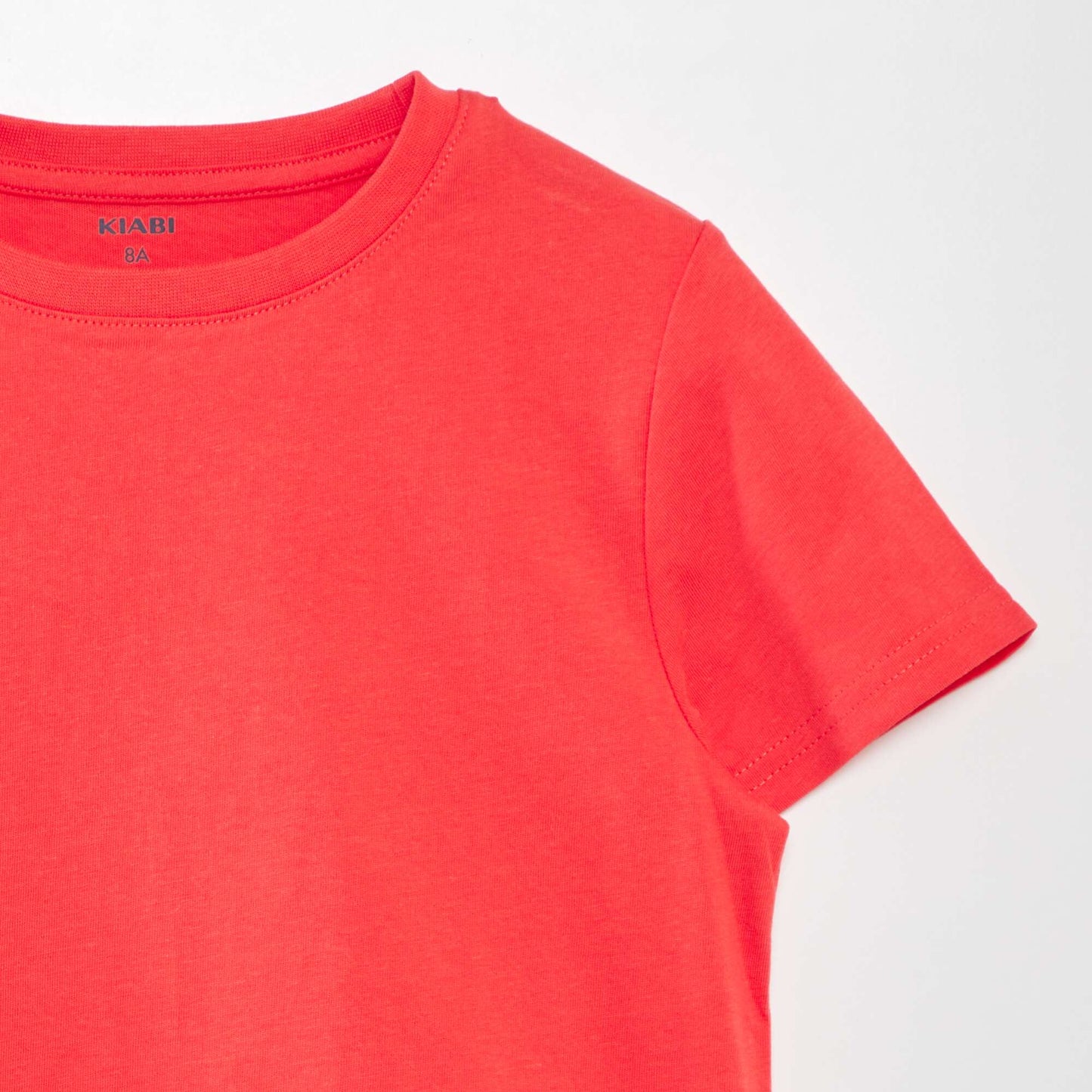 T-shirt uni à col rond Rouge