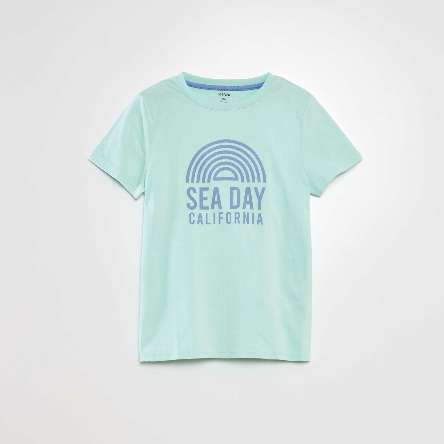 T-shirt à col rond en coton Bleu vert