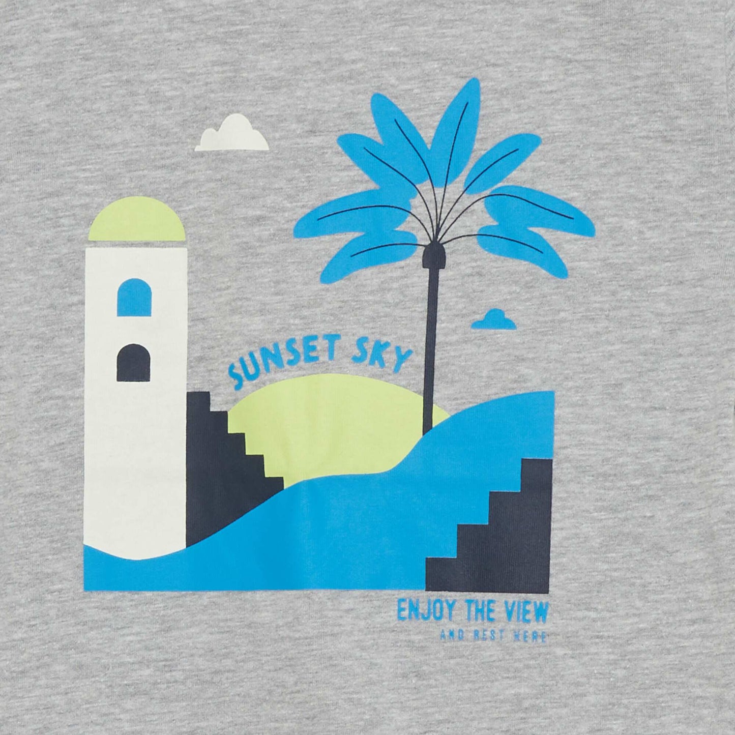 T-shirt à col rond et manches courtes Gris clair