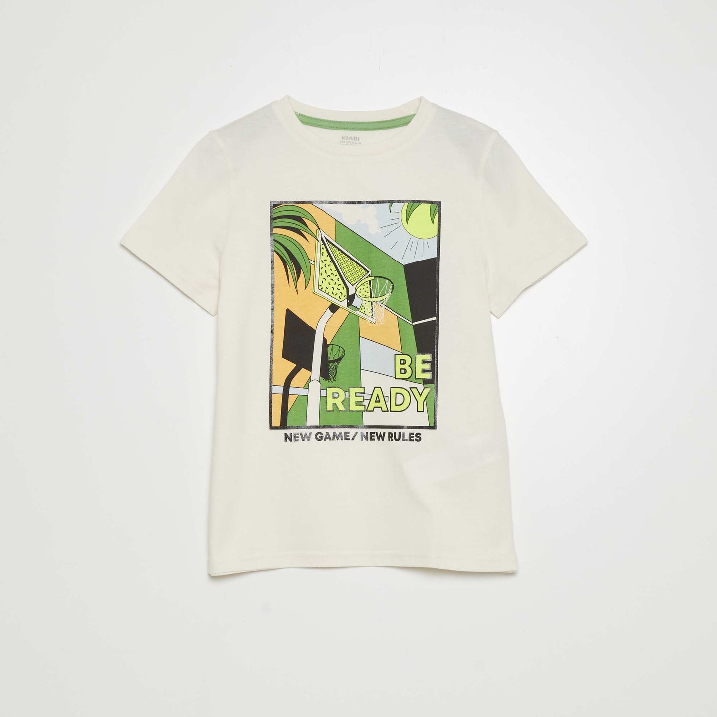 T-shirt à col rond et manches courtes Blanc
