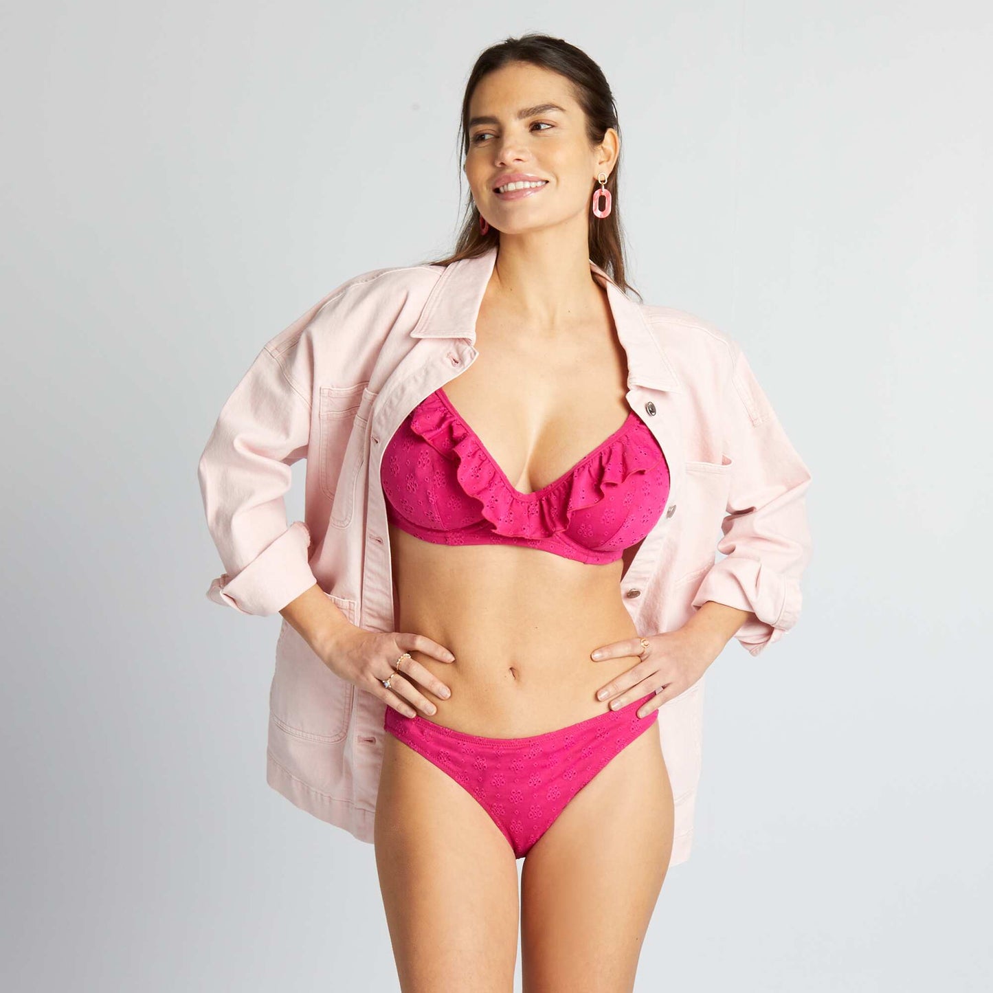 Culotte de bain motifs ajourés Rose