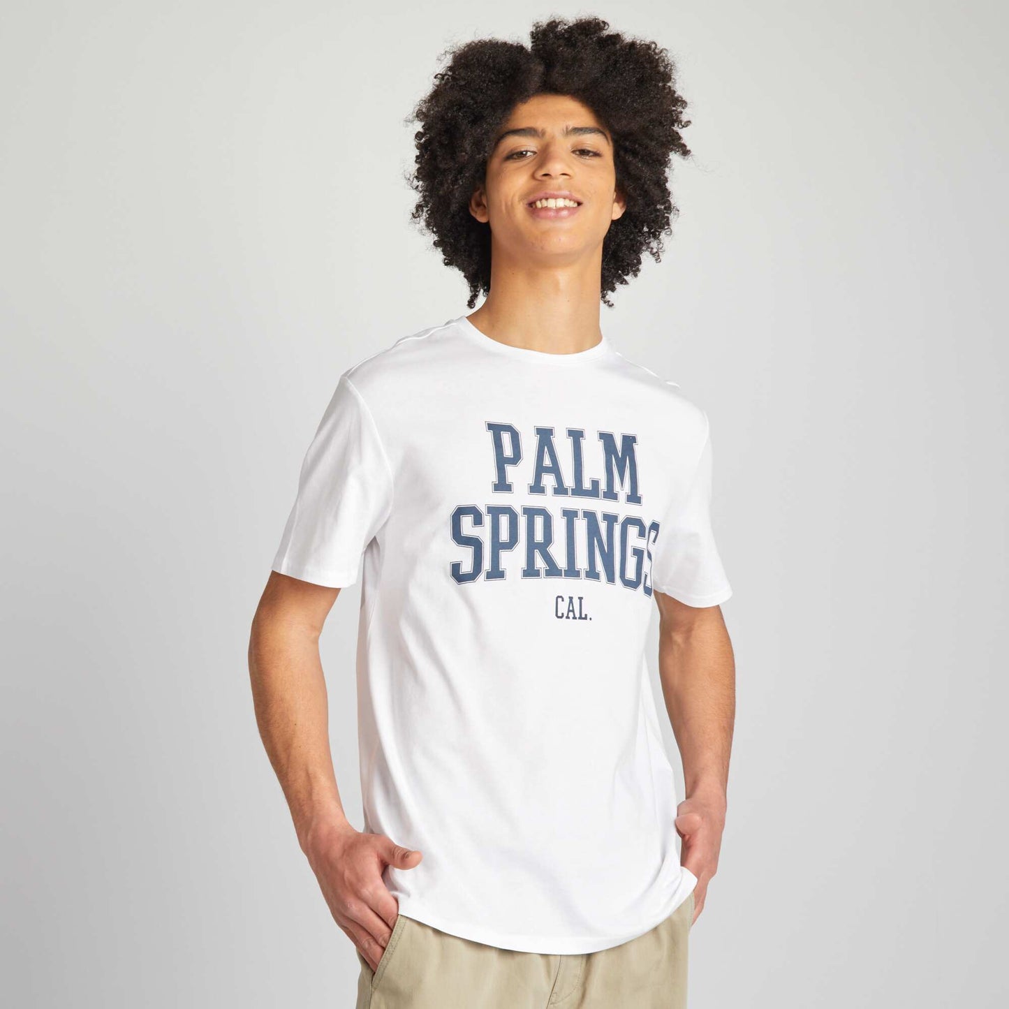 T-shirt en jersey à col rond Blanc