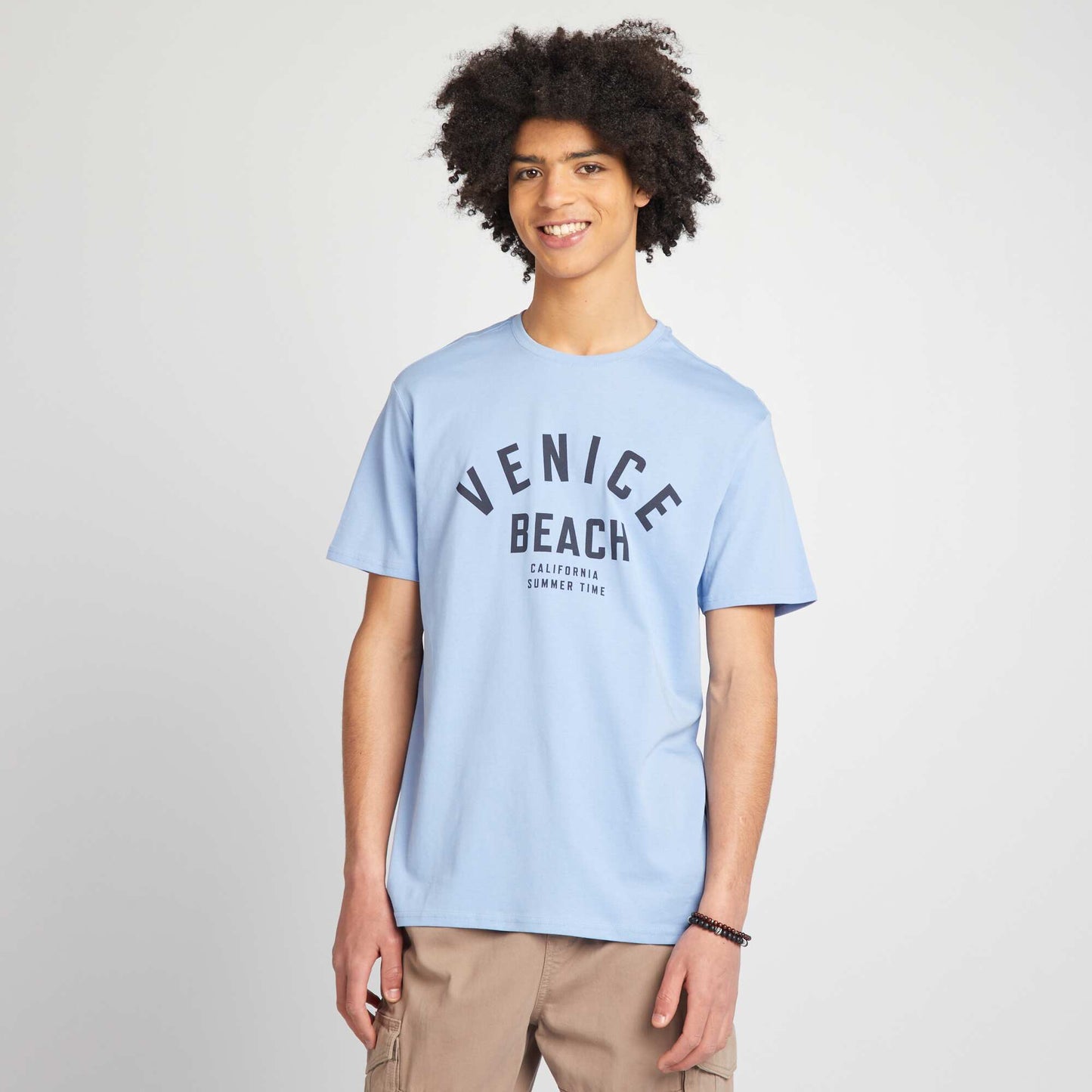 T-shirt en jersey à col rond Bleu