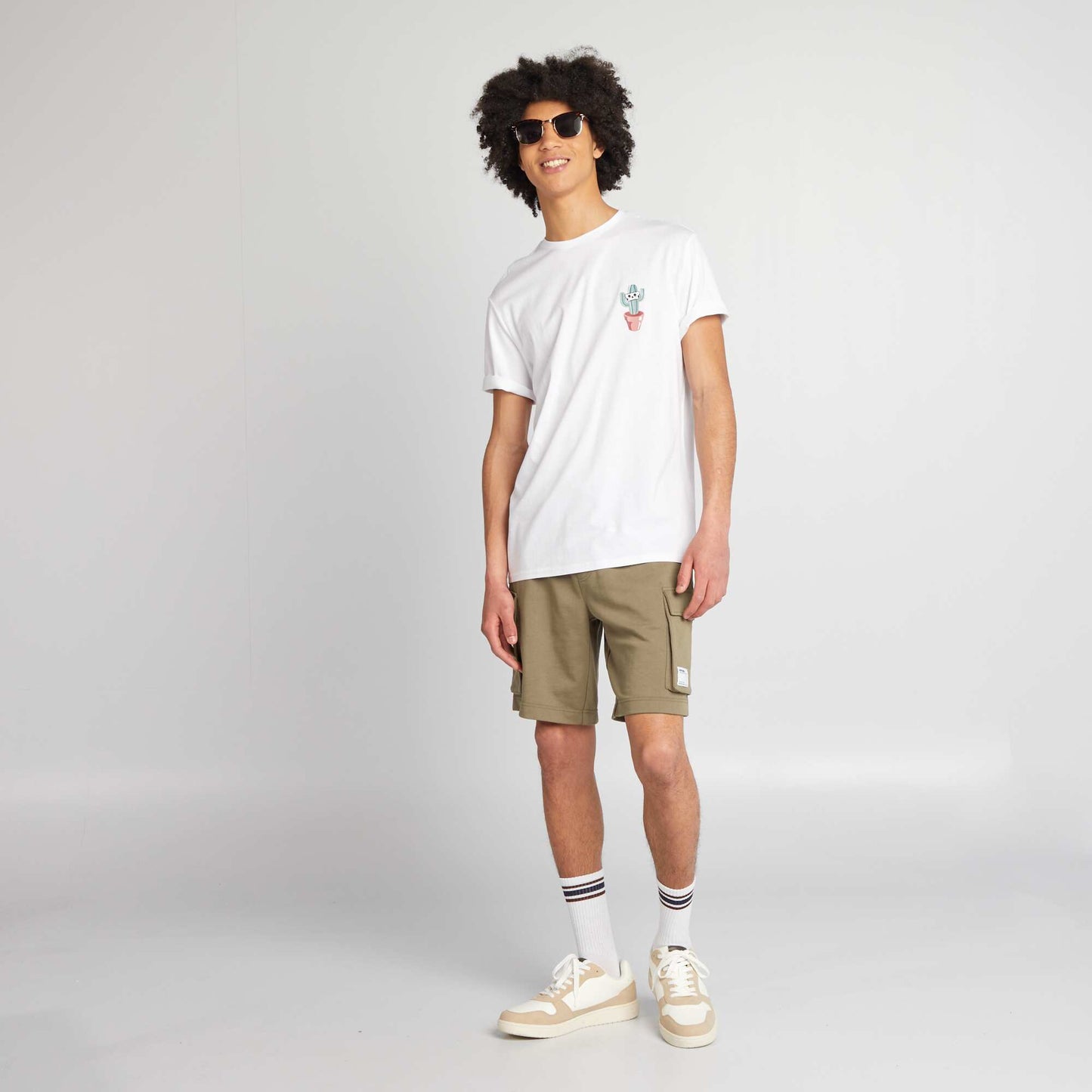 T-shirt en jersey à col rond Blanc