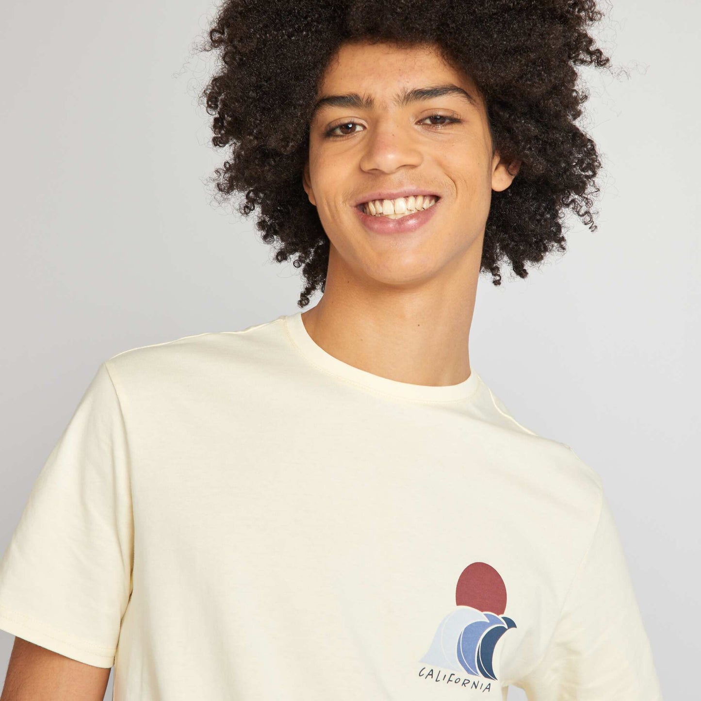 T-shirt en jersey à col rond Jaune clair