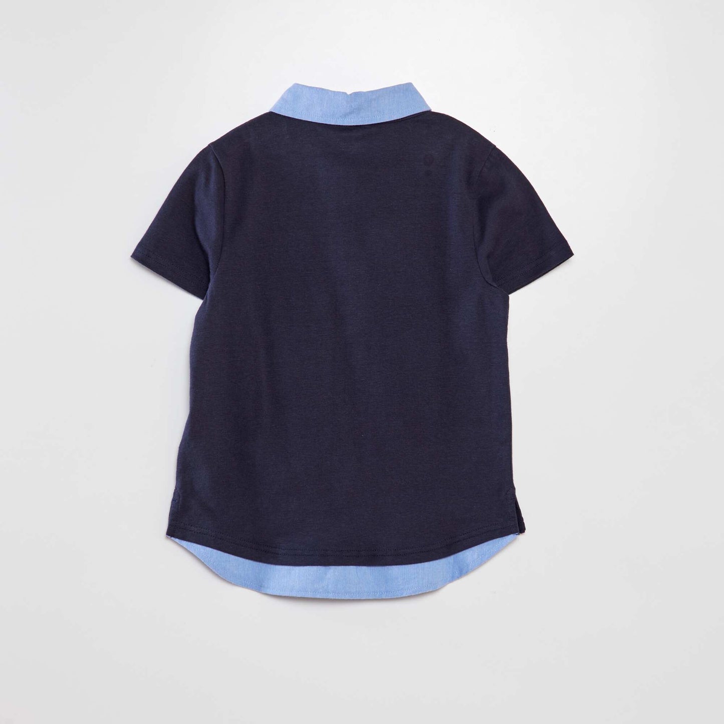 Polo en coton avec col contrastant bleu marine