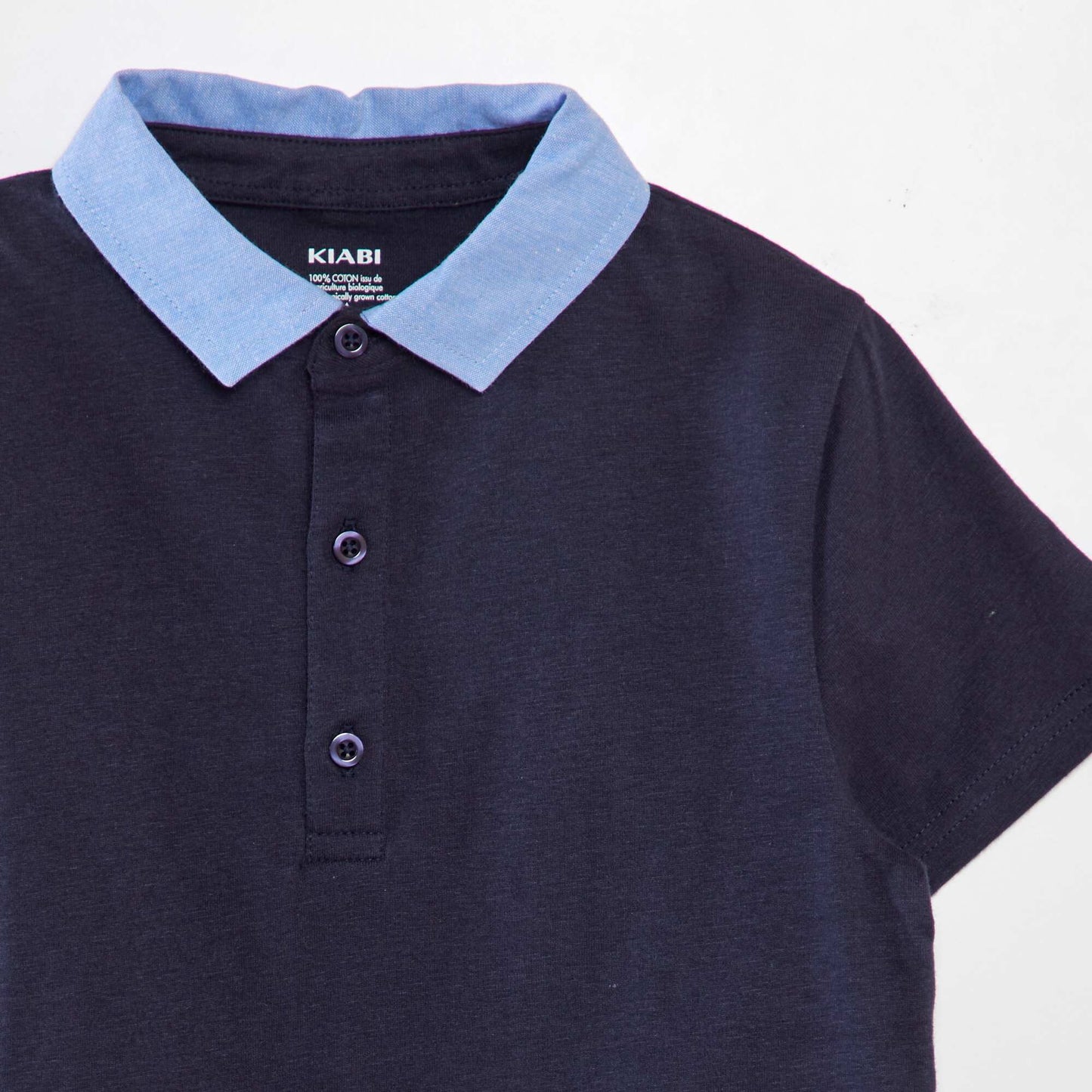 Polo en coton avec col contrastant bleu marine