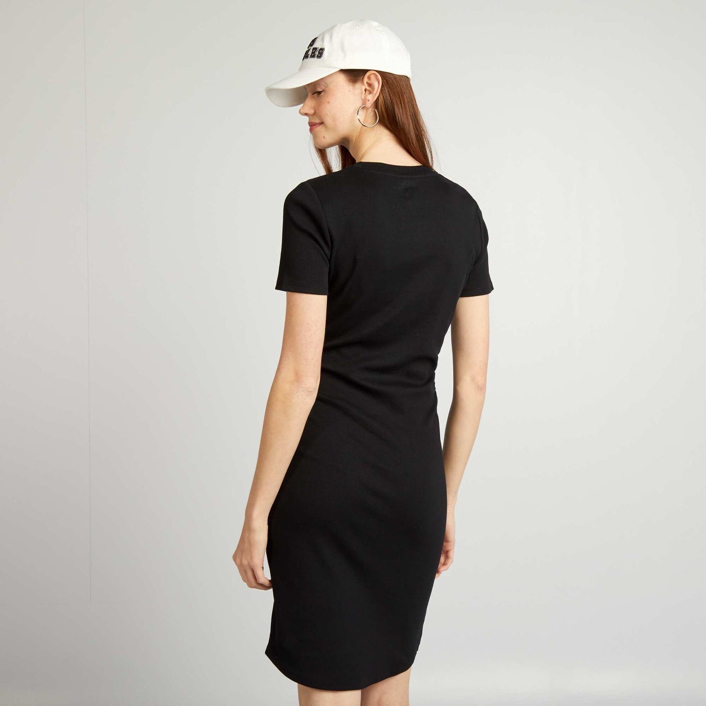 Robe en jersey côtelé noir