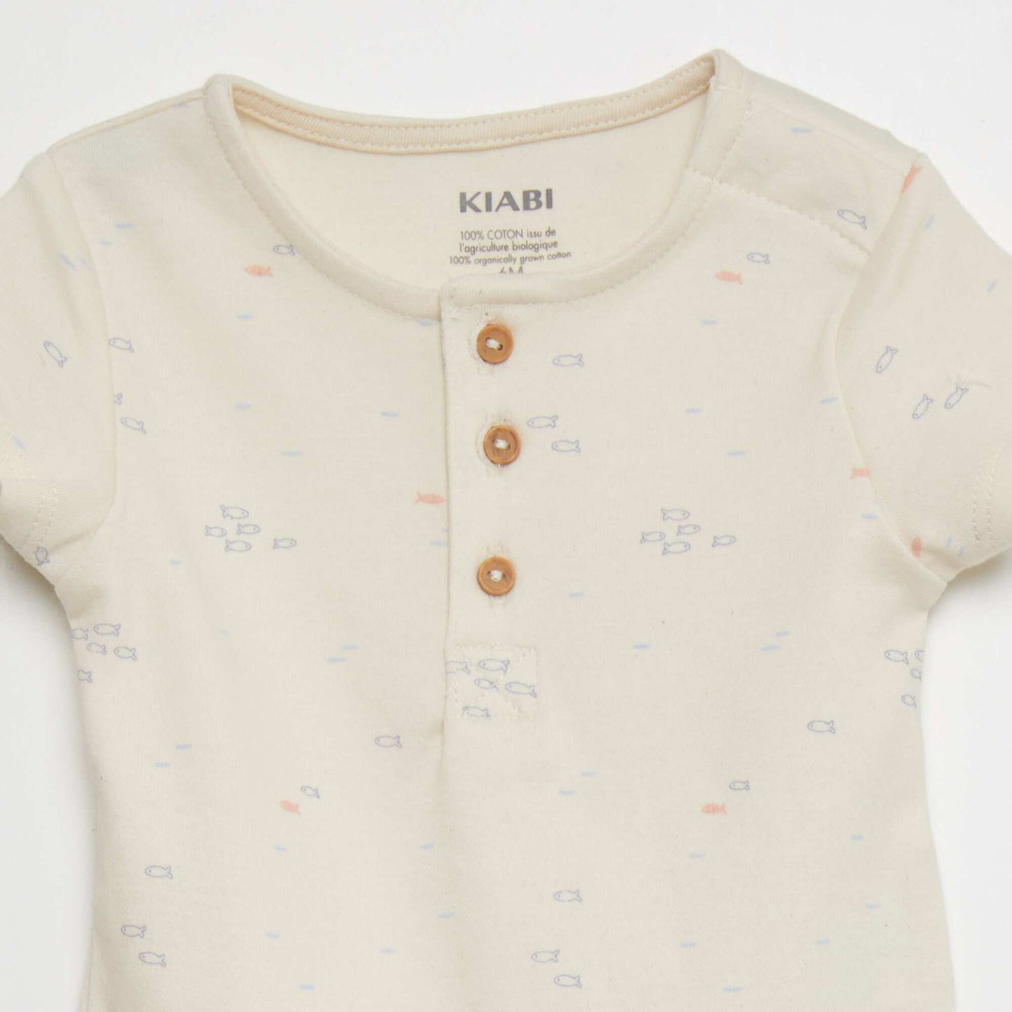 Body manches courtes motif 'poissons' Blanc