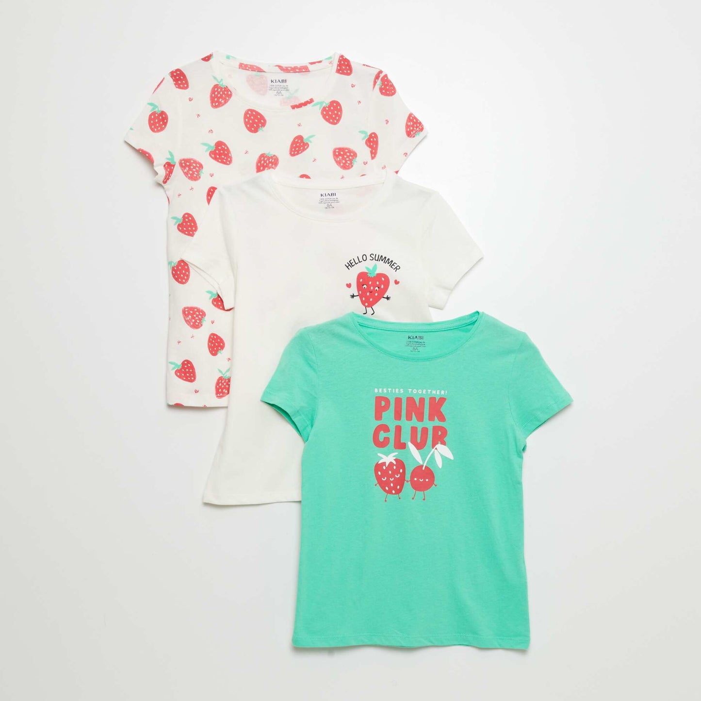 Lot de 3 t-shirts imprimés Blanc/vert