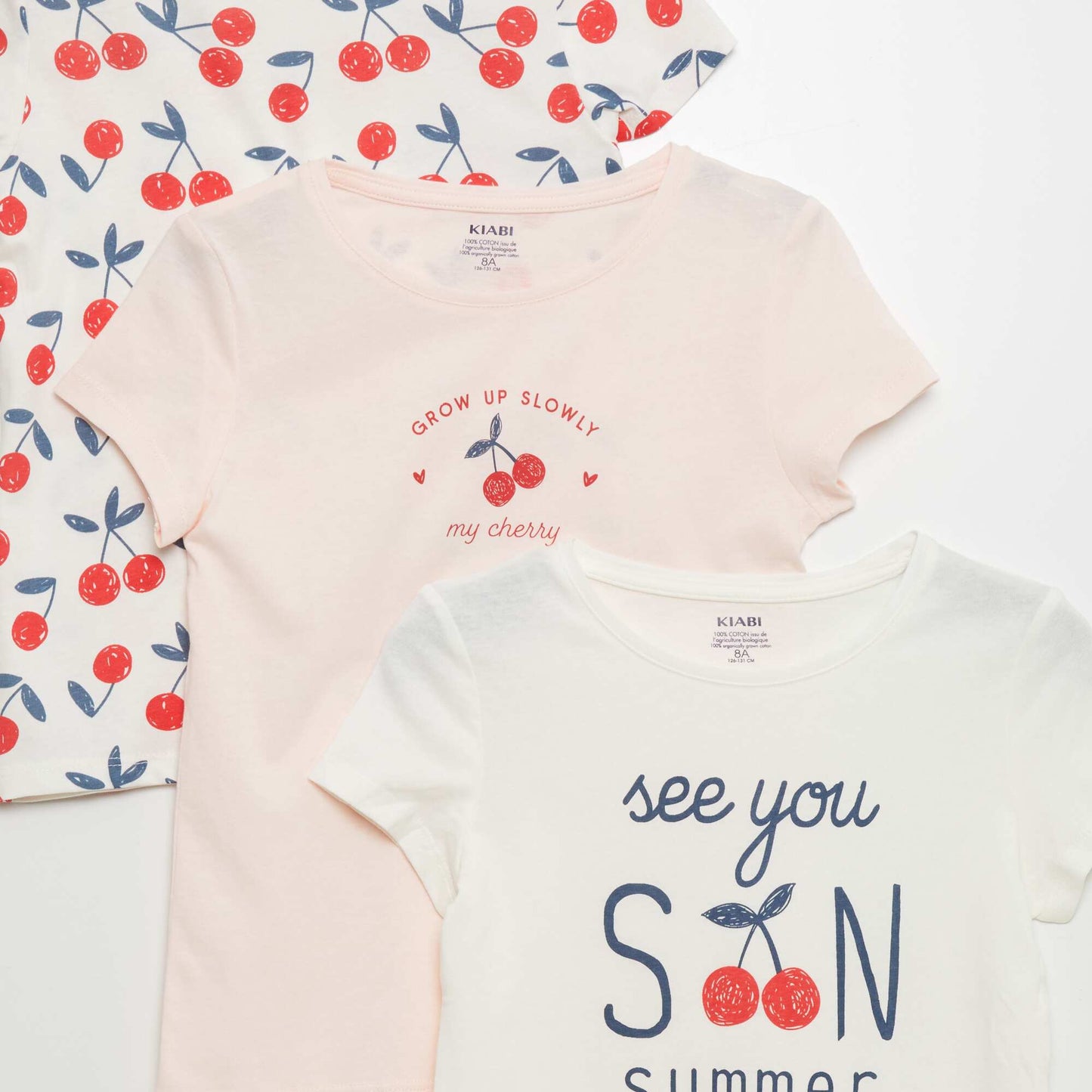 Lot de 3 t-shirts imprimés Blanc/écru/rose
