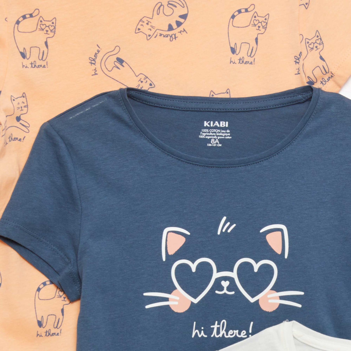 Lot de 3 t-shirts imprimés Orange/bleu/blanc