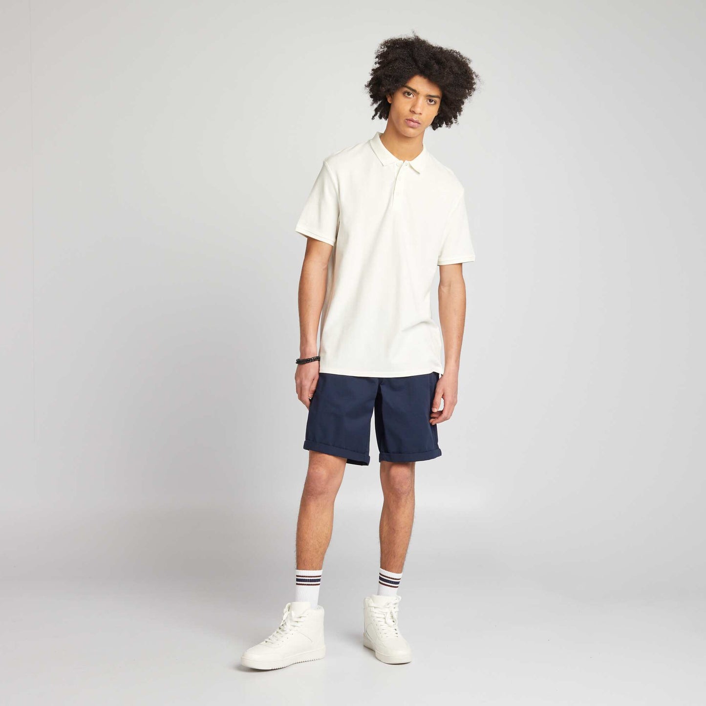 Short chino droit Bleu