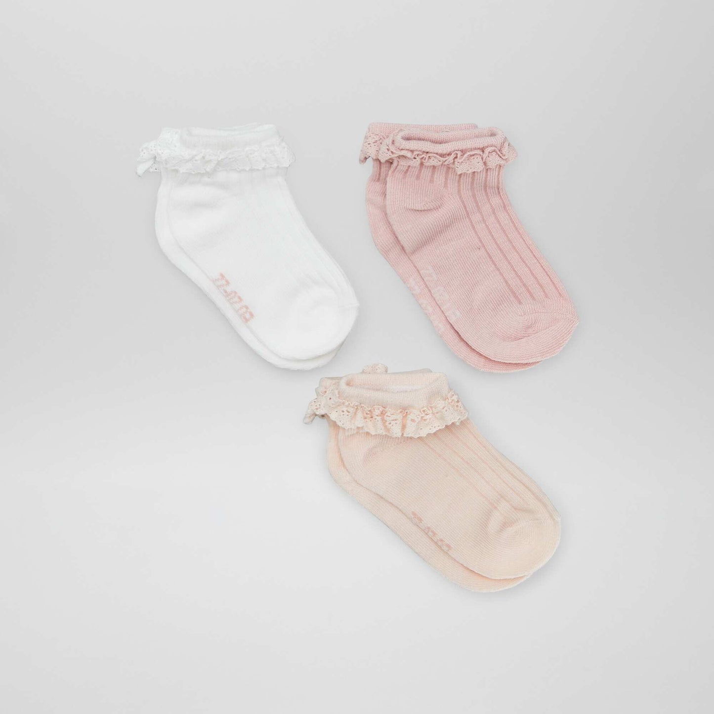 Lot de 3 paires de chaussettes à volants Rose