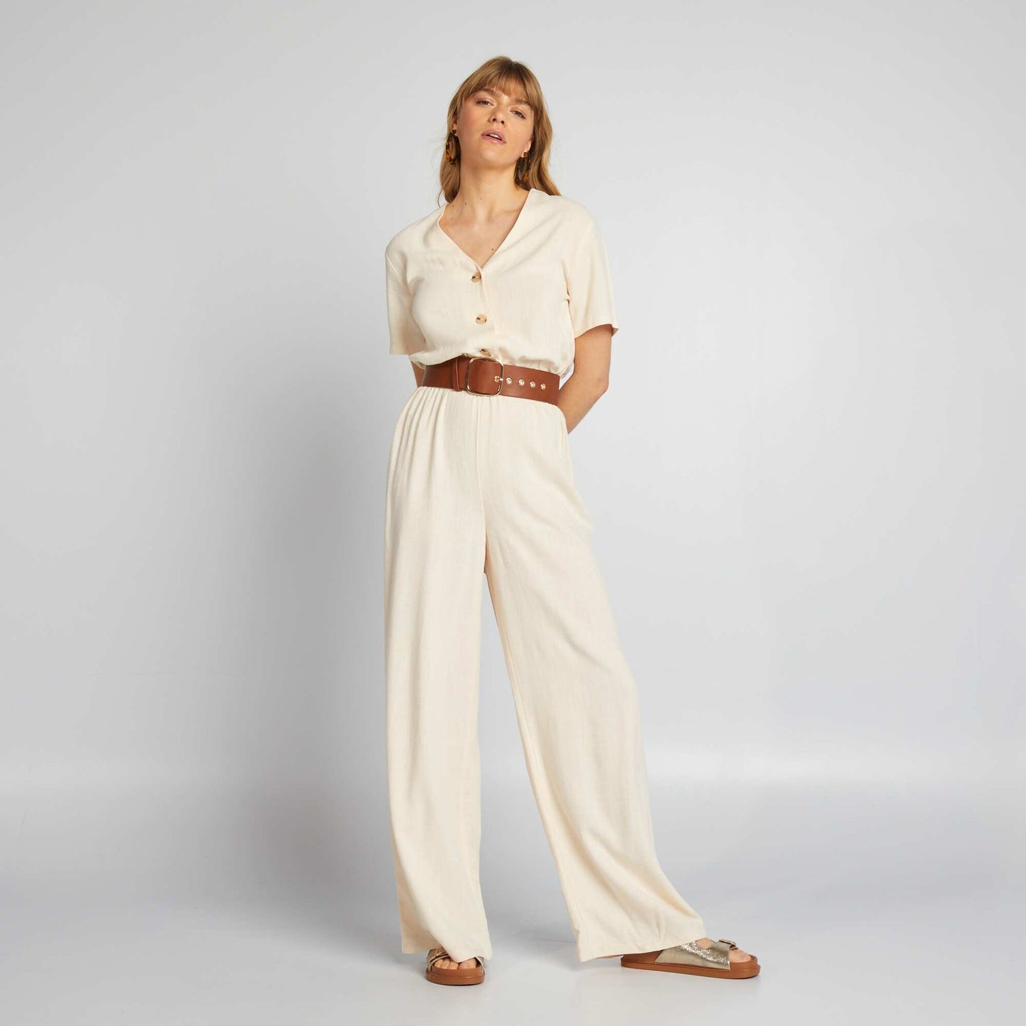 Combinaison en lin Blanc