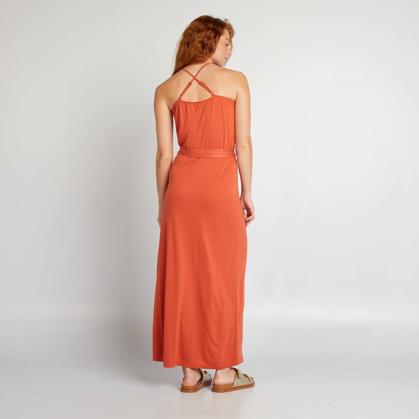 Robe longue à fines bretelles Orange