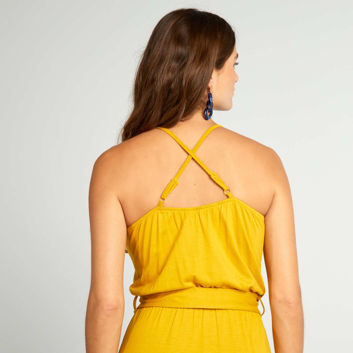 Robe longue à fines bretelles Jaune
