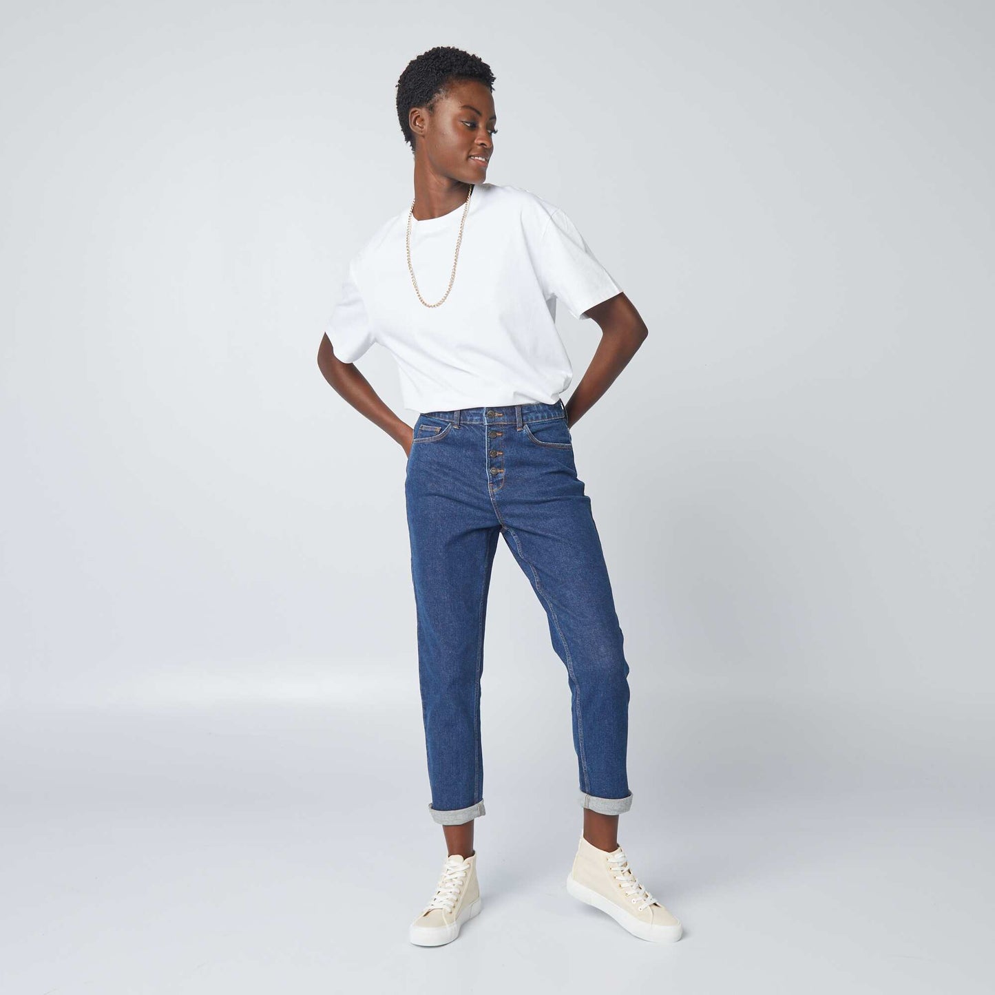 T-shirt oversize à col rond blanc