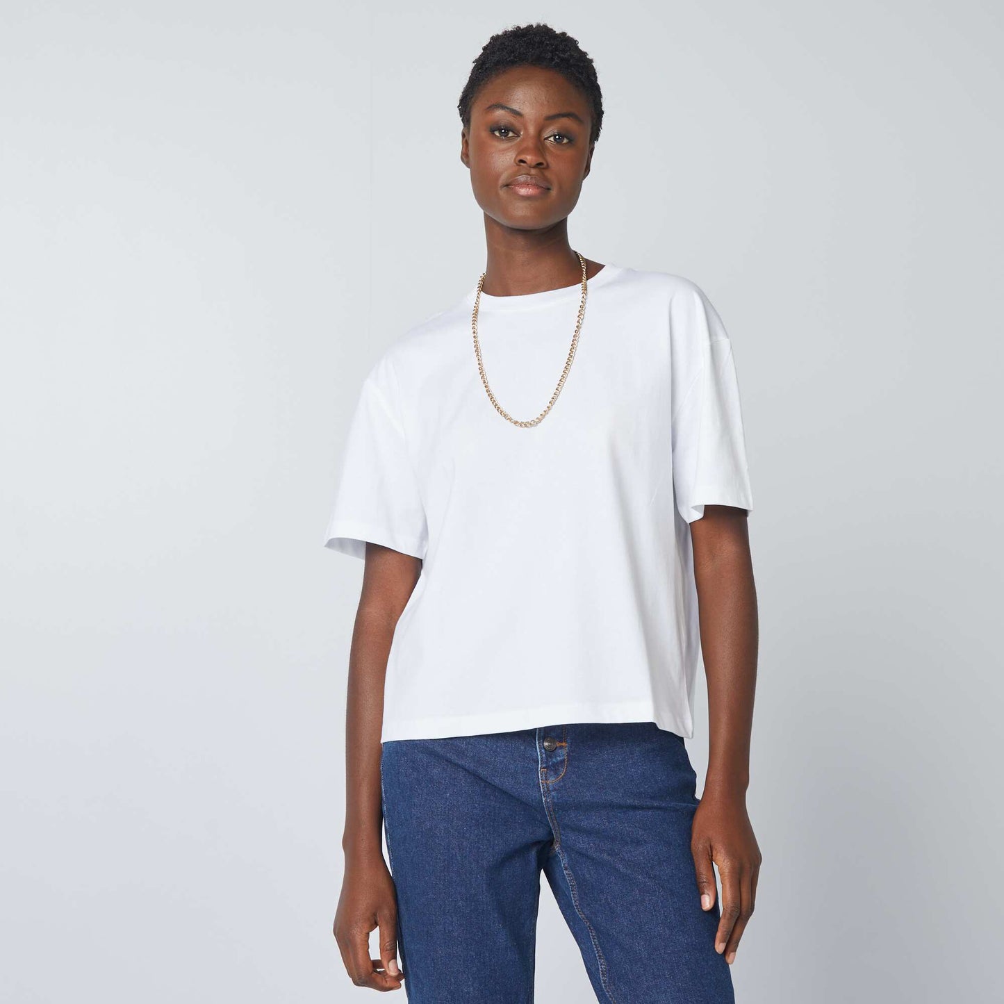 T-shirt oversize à col rond blanc