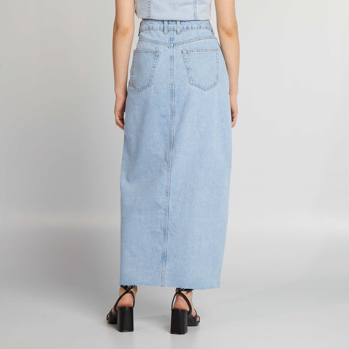 Jupe longue en denim avec maxi fente Triple stone