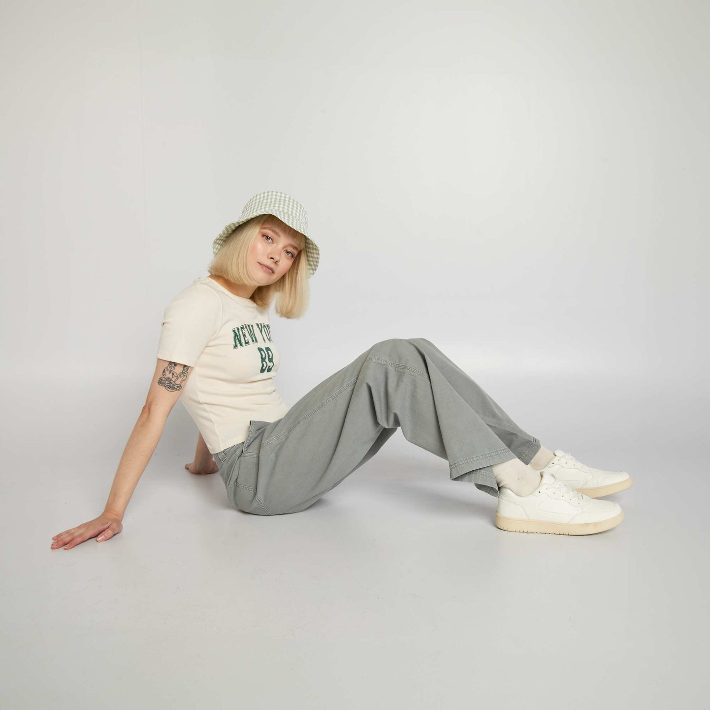 Pantalon large léger Gris
